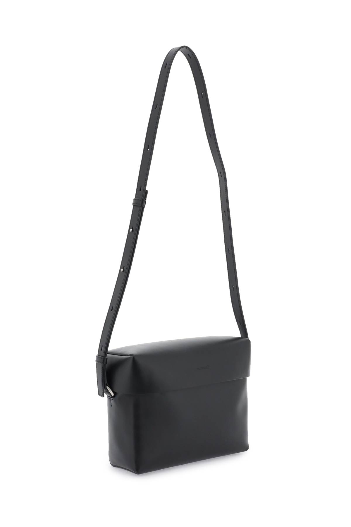 Shop Jil Sander Leather Crossbody Bag In 001 Black