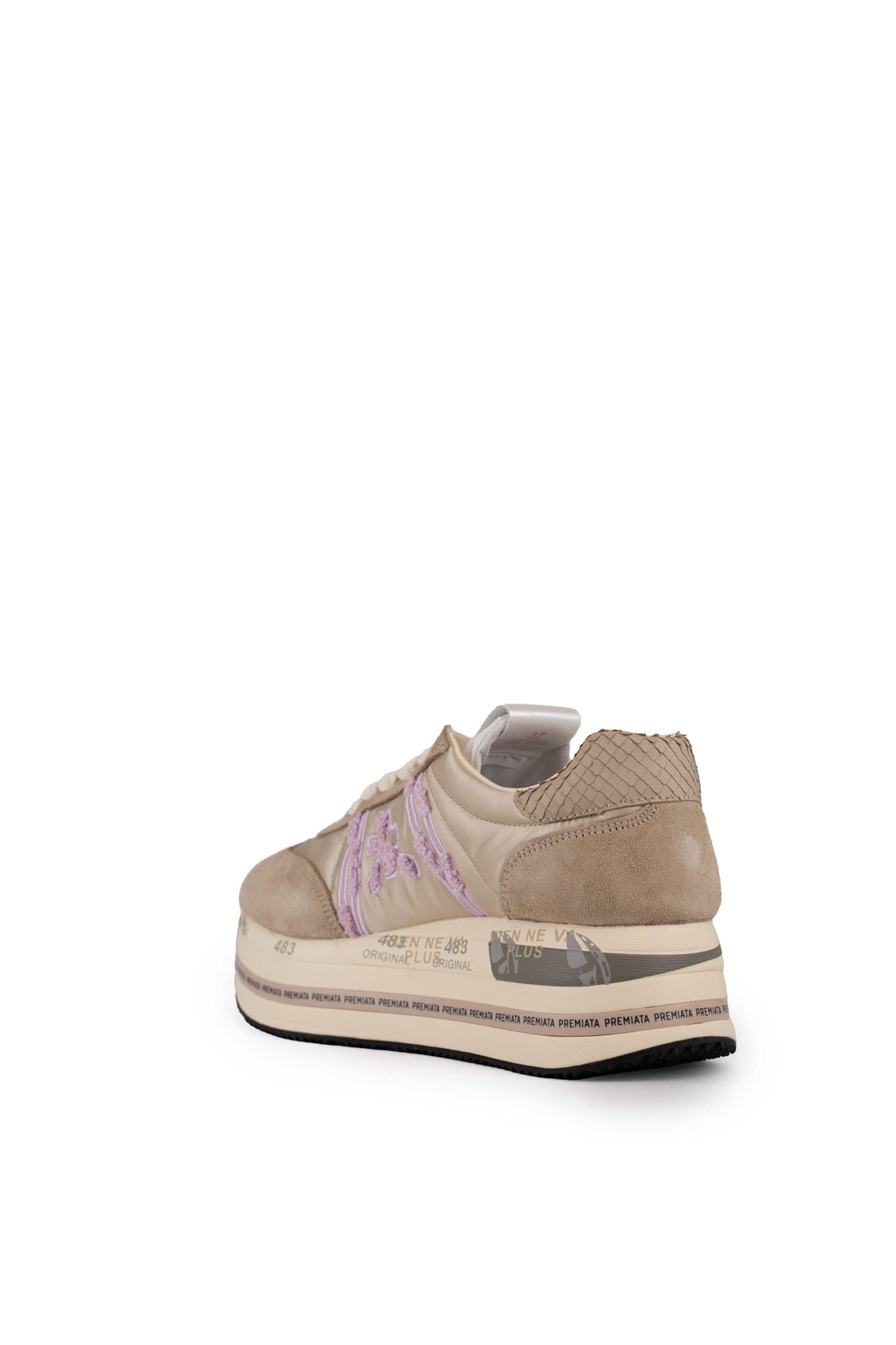 Shop Premiata Beth 6954 Sneakers In Leather And Nylon In Beige