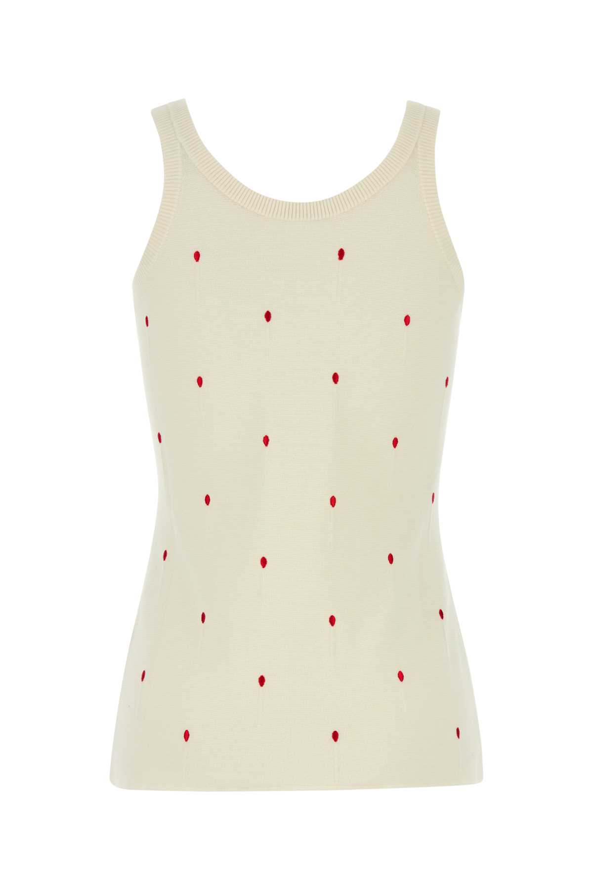 Bottega Veneta Ivory Cotton Blend Tank Top In White