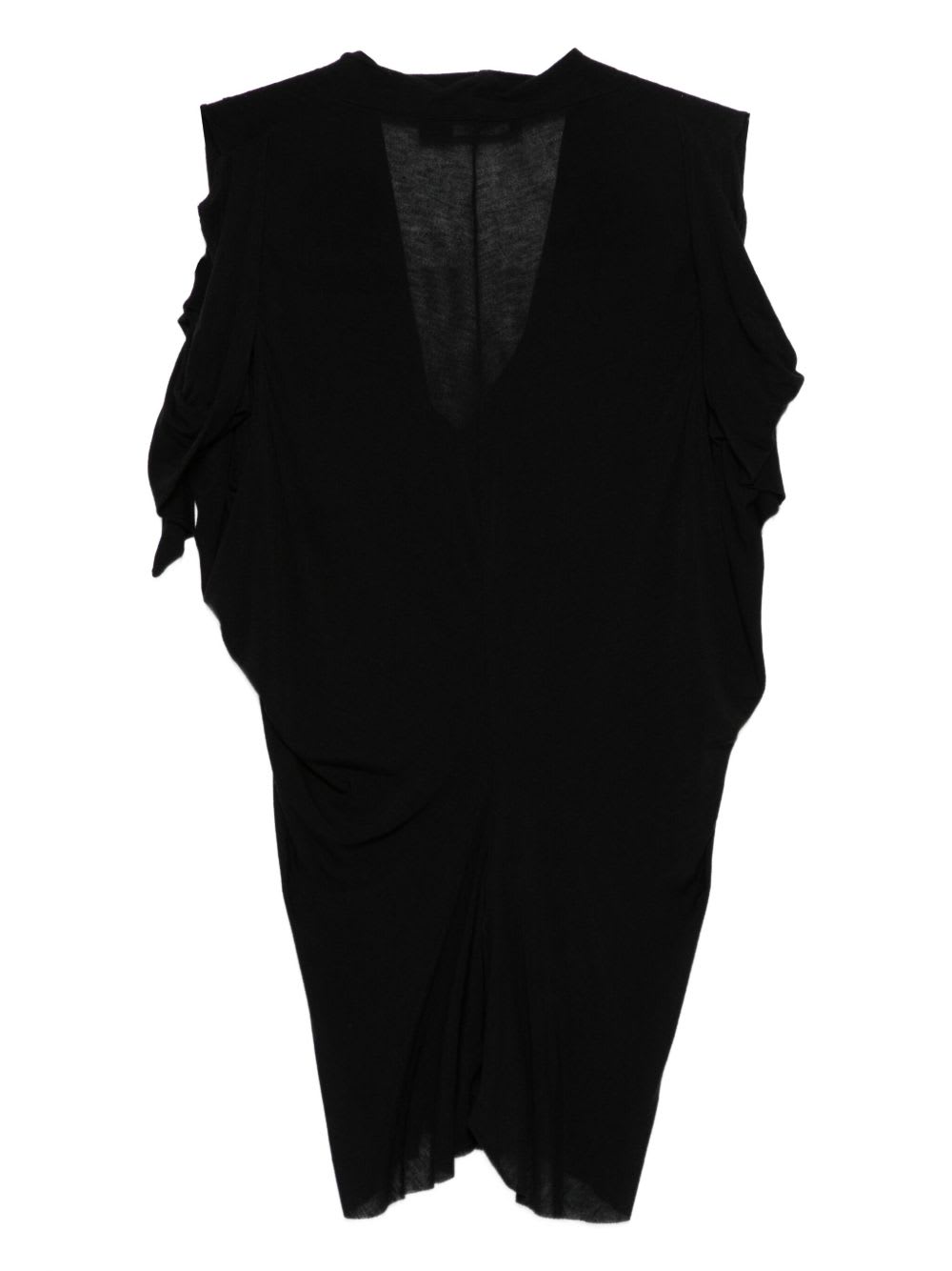 Amen Top Black V-neck Shoulder Cut-outs In Animal Print