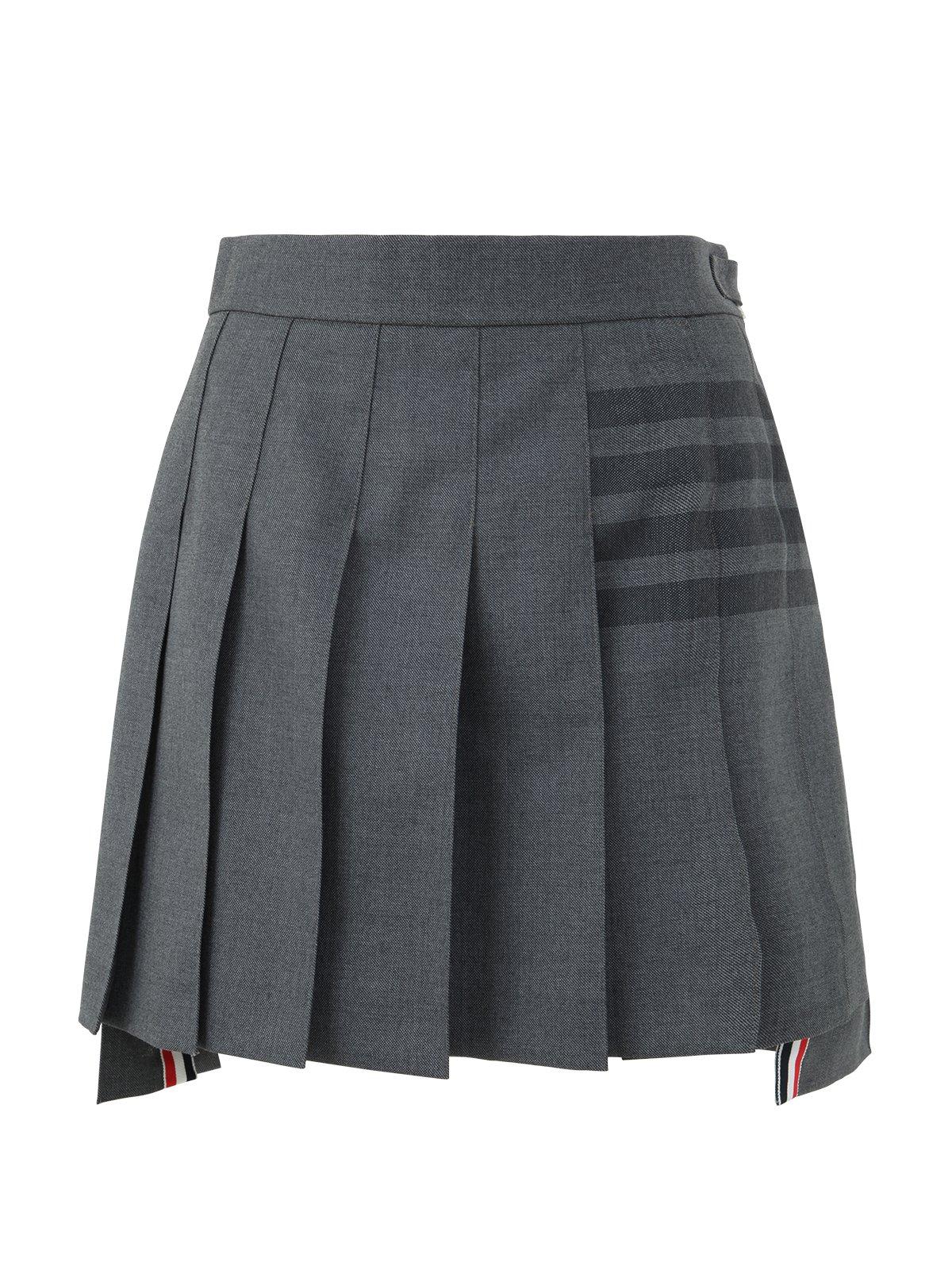 4 Bar Striped Pleated Mini Skirt