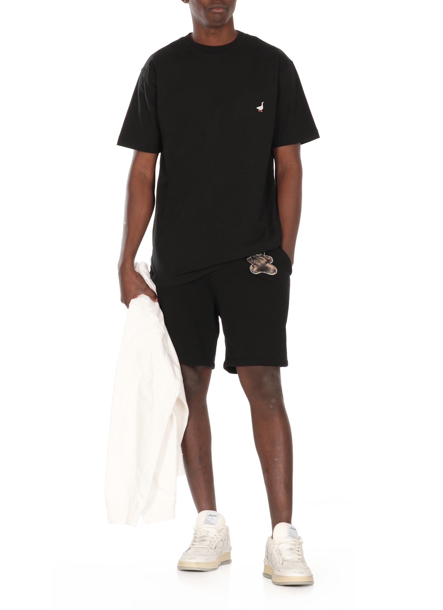 Moschino Duck-embroidered Crewneck T-shirt In Black