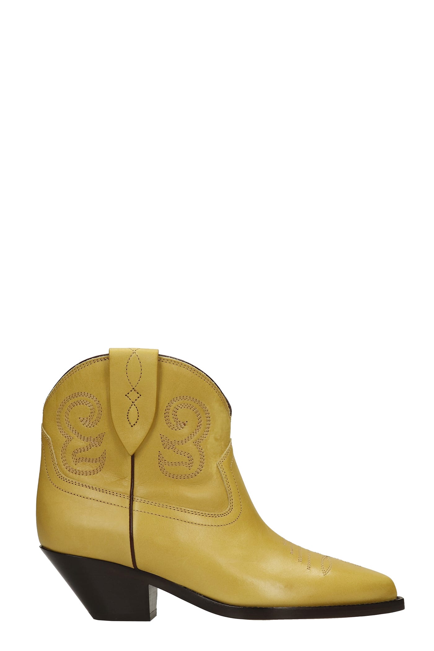 Isabel Marant Dohee Texan Ankle Boots In Yellow Leather