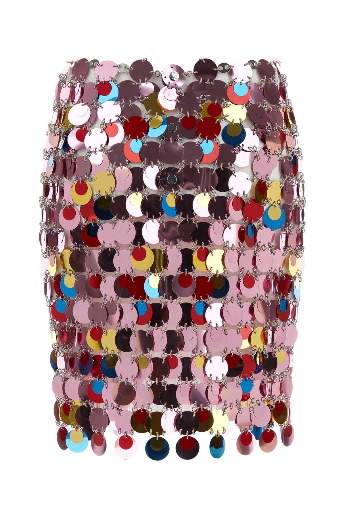 Rabanne High-waisted Sequin Mini Length Skirt In Pinkmultico
