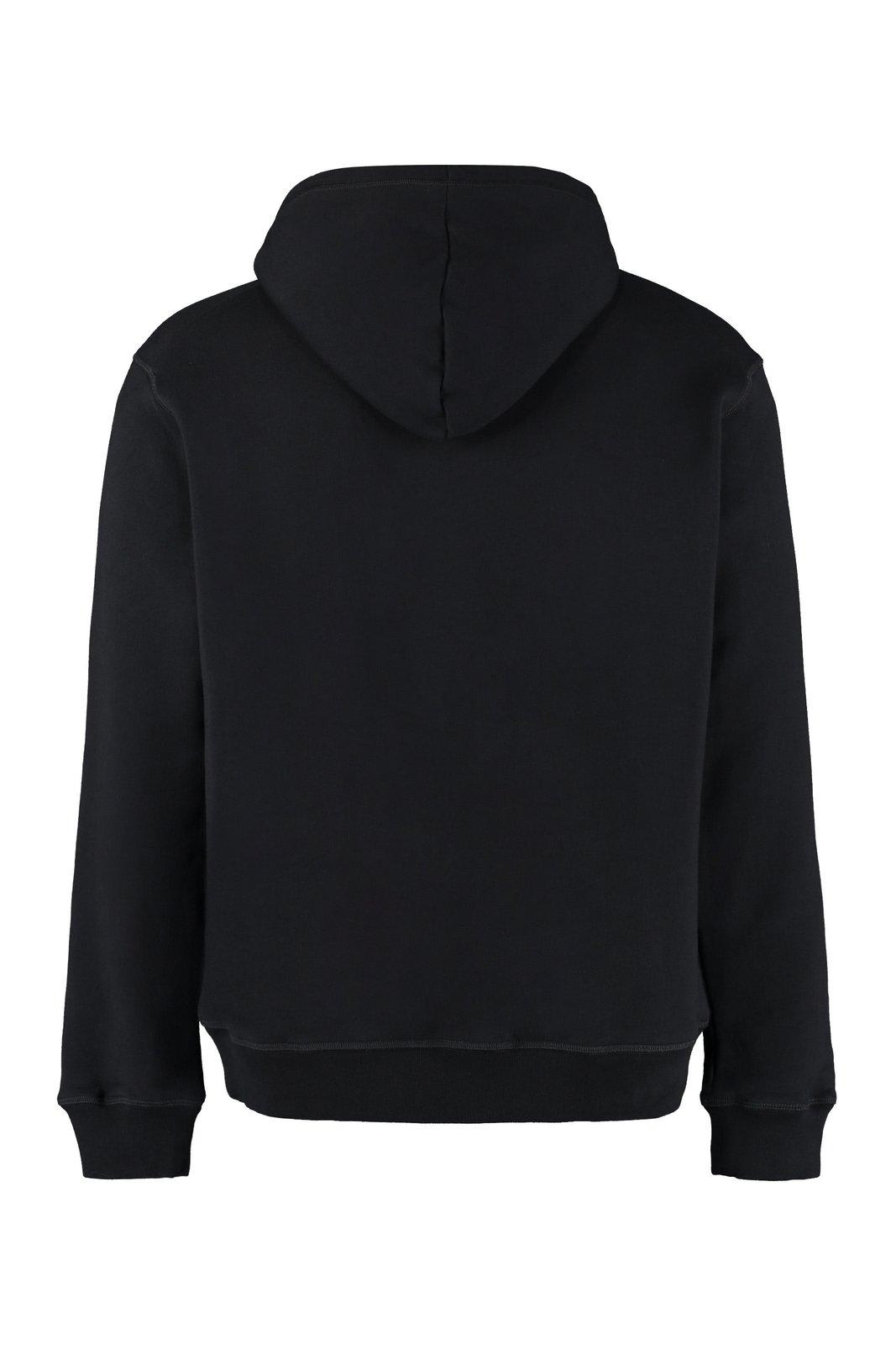 Shop Dsquared2 Logo Printed Drawstring Hoodie In Black