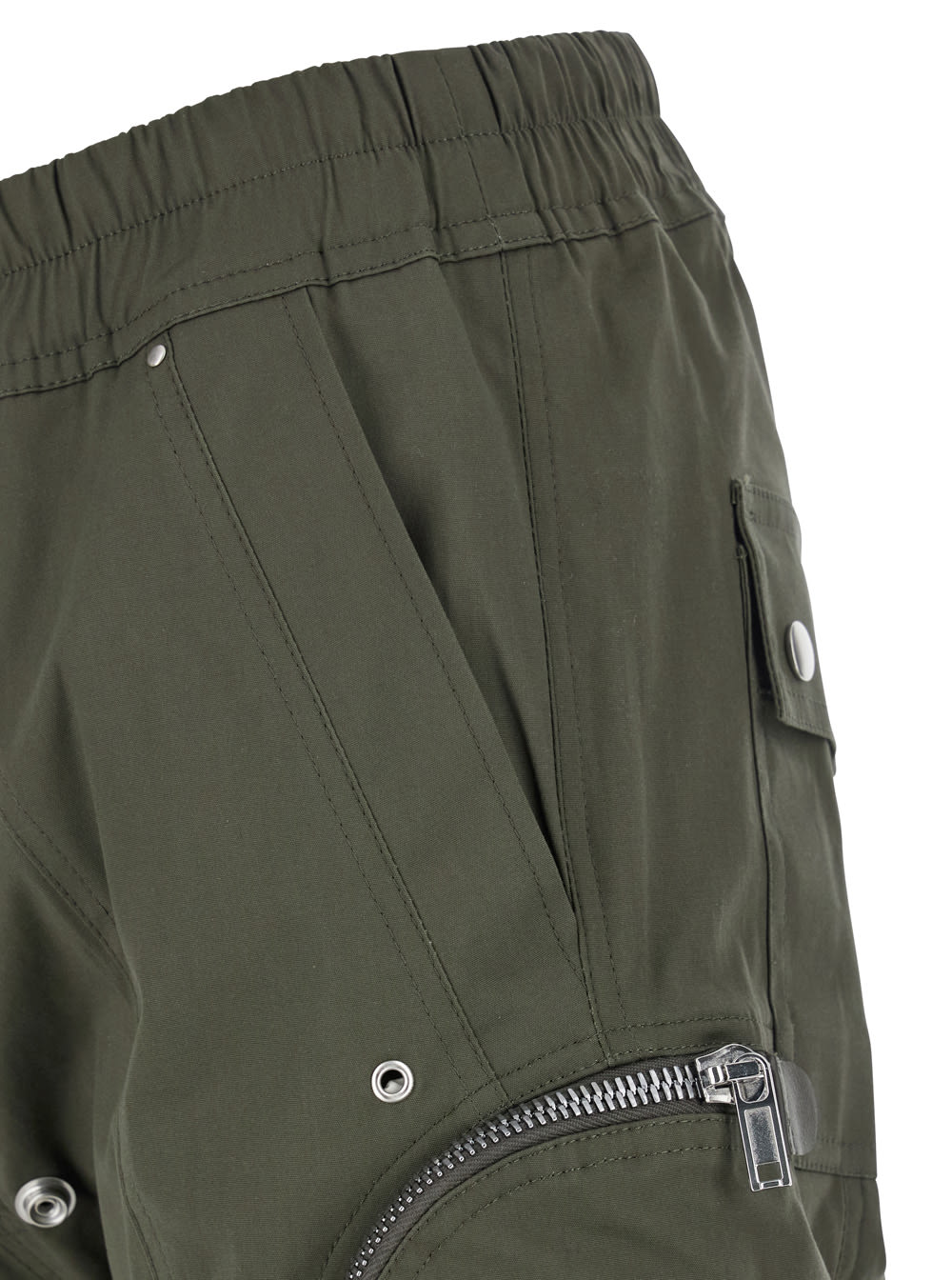 Rick Owens Bauhaus Green Pants With Elastic Waist In Cotton Stretch Man In Green