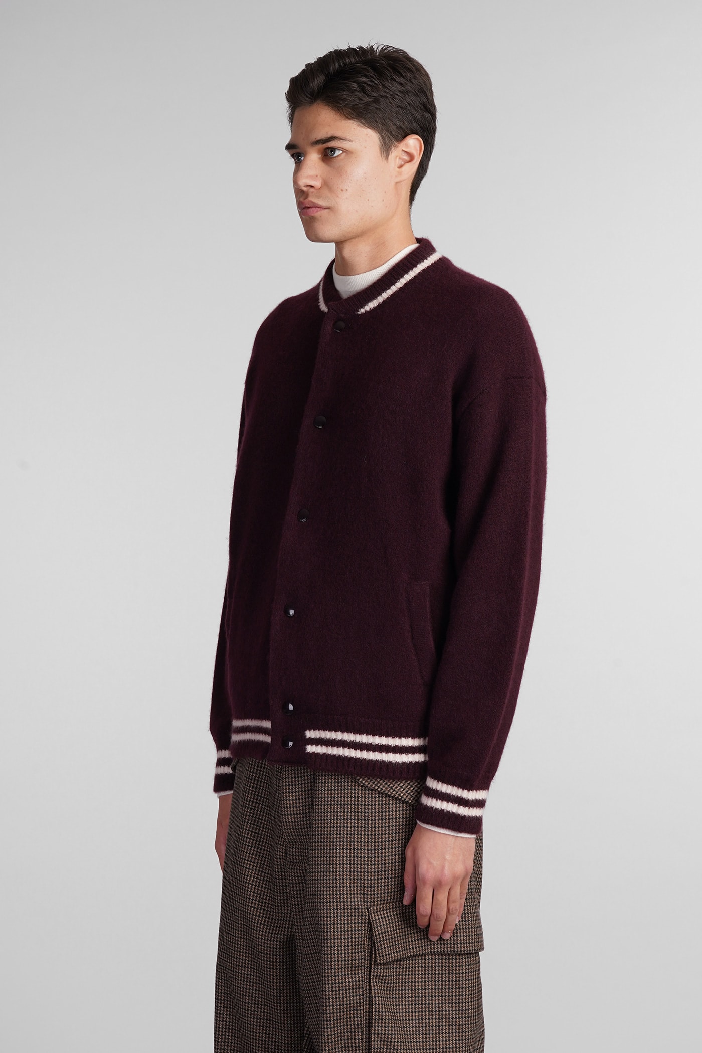 Shop Laneus Bomber In Bordeaux Cashmere