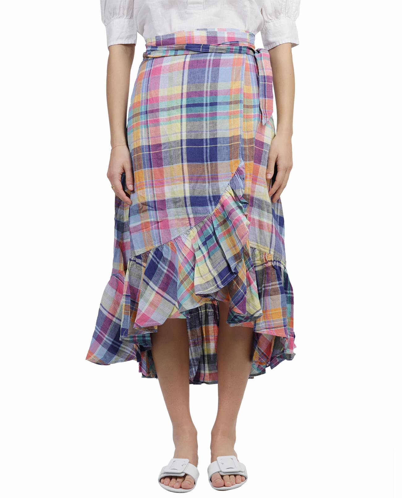Lauren Ralph Lauren Womens Plaid BuckleTrim Georgette Skirt  Macys