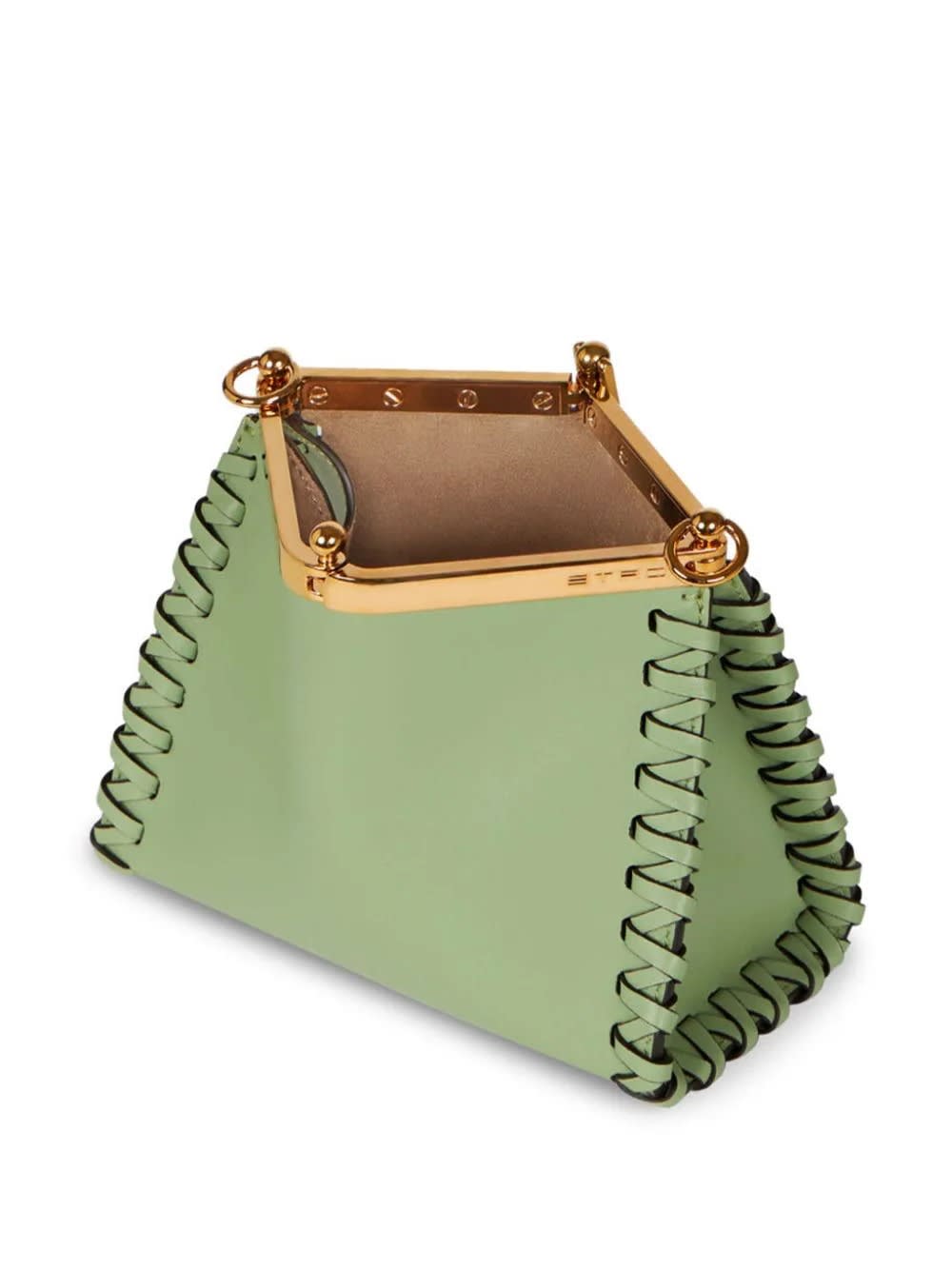 Shop Etro Green Vela Mini Bag With Thread Work