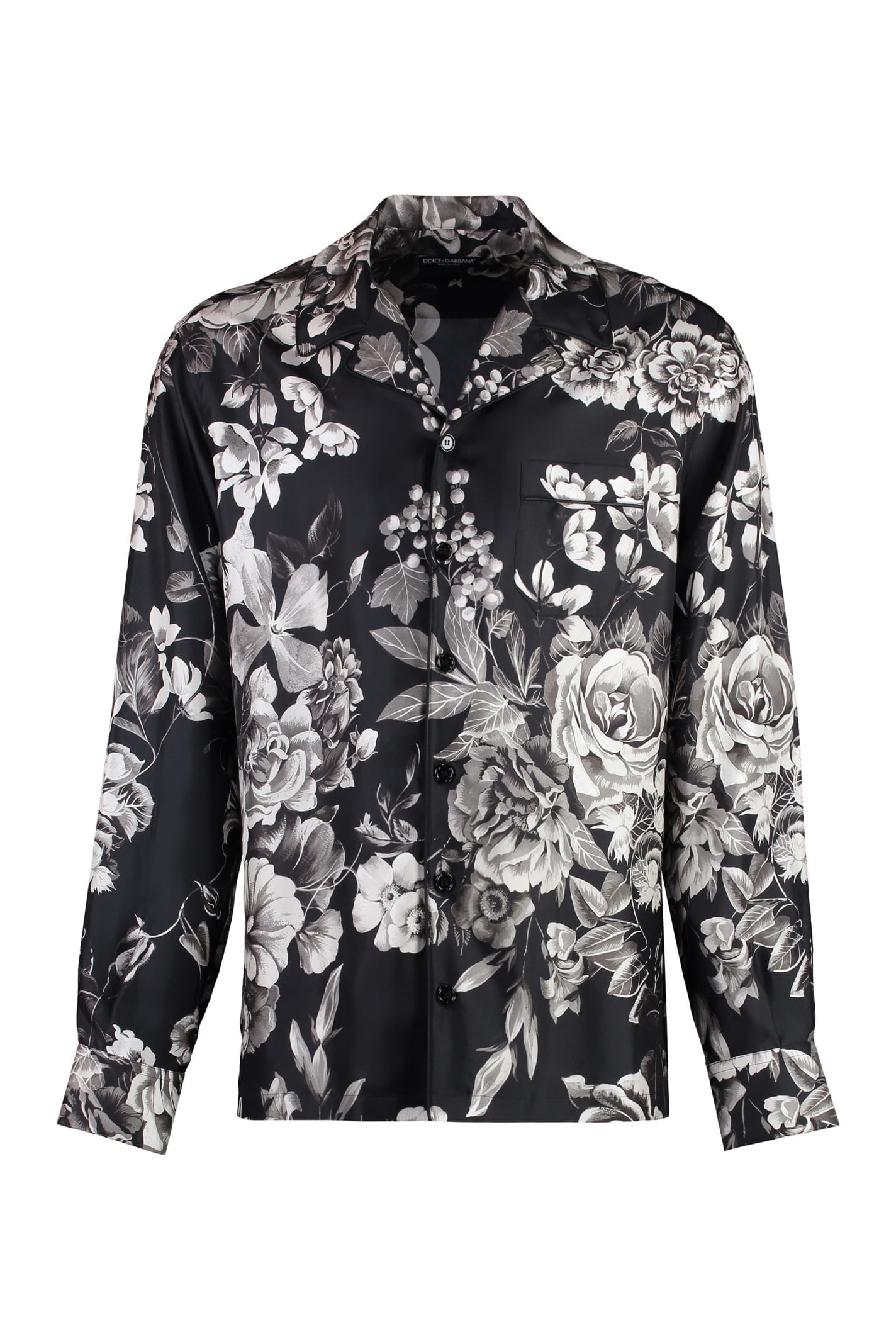 Shop Dolce & Gabbana Printed Silk Shirt In Black