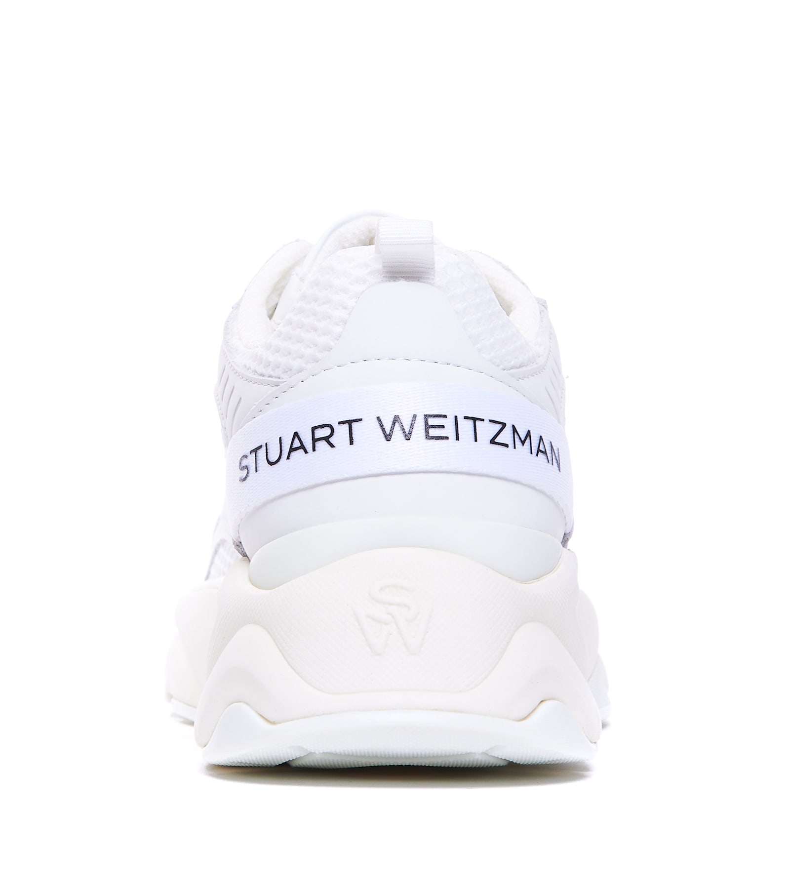 Stuart Weitzman White Sneakers With Logo Embroidery On The Side And Logo Patch On The Heel In Leather And Mesh Woman In White