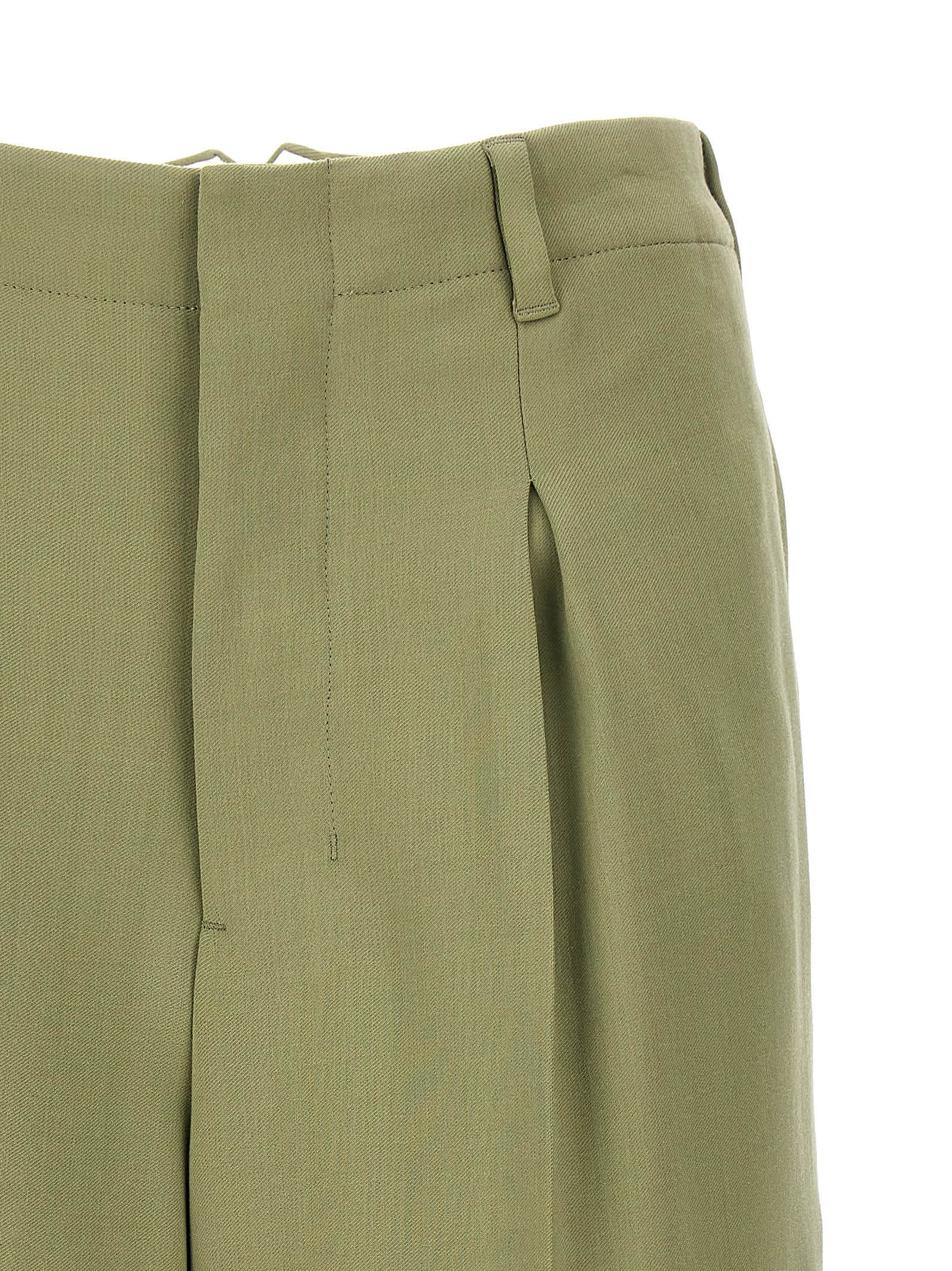 Shop Ami Alexandre Mattiussi Pin Tuck Bermuda Shorts In Green