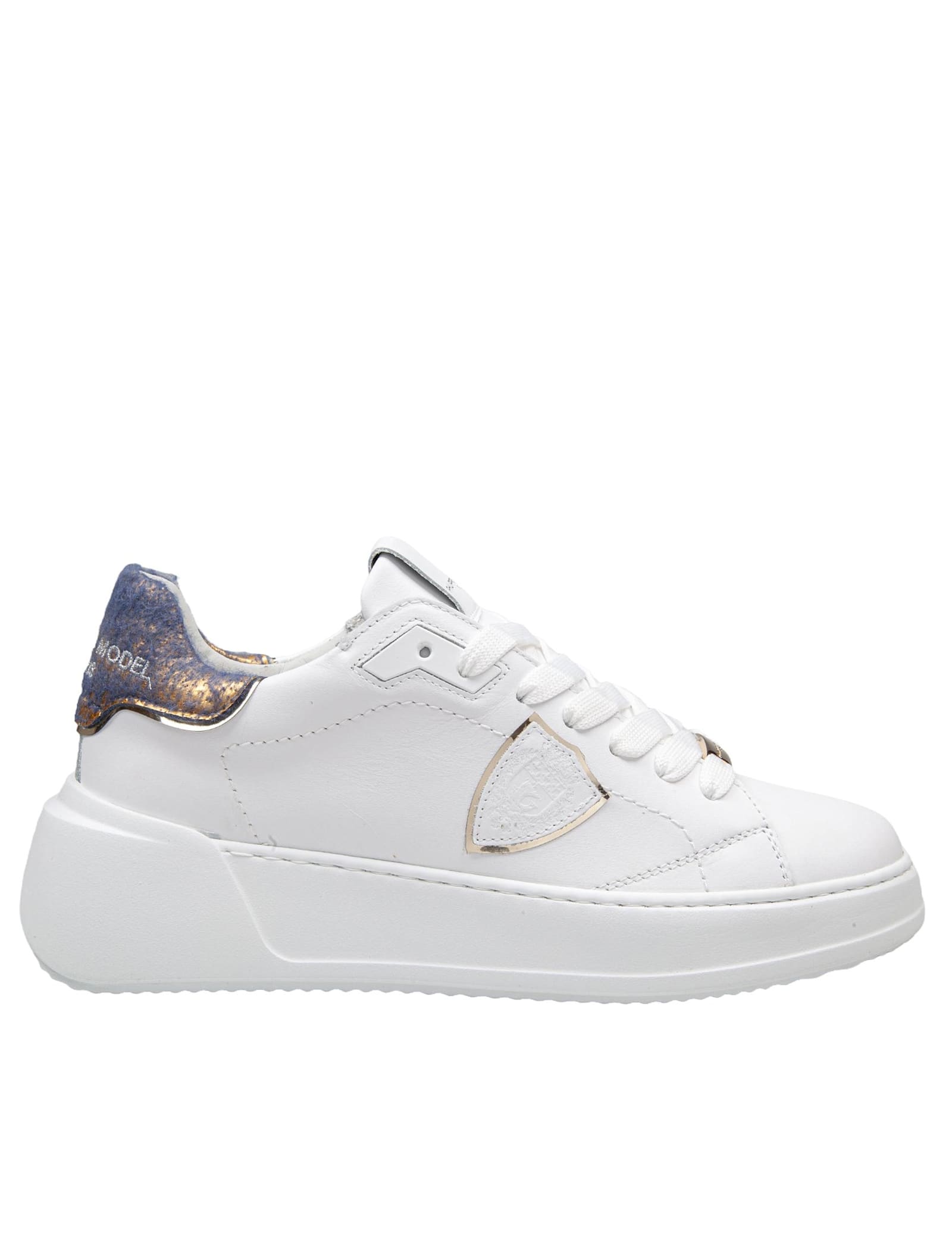 Shop Philippe Model Tres Temple Low In Leather White Color