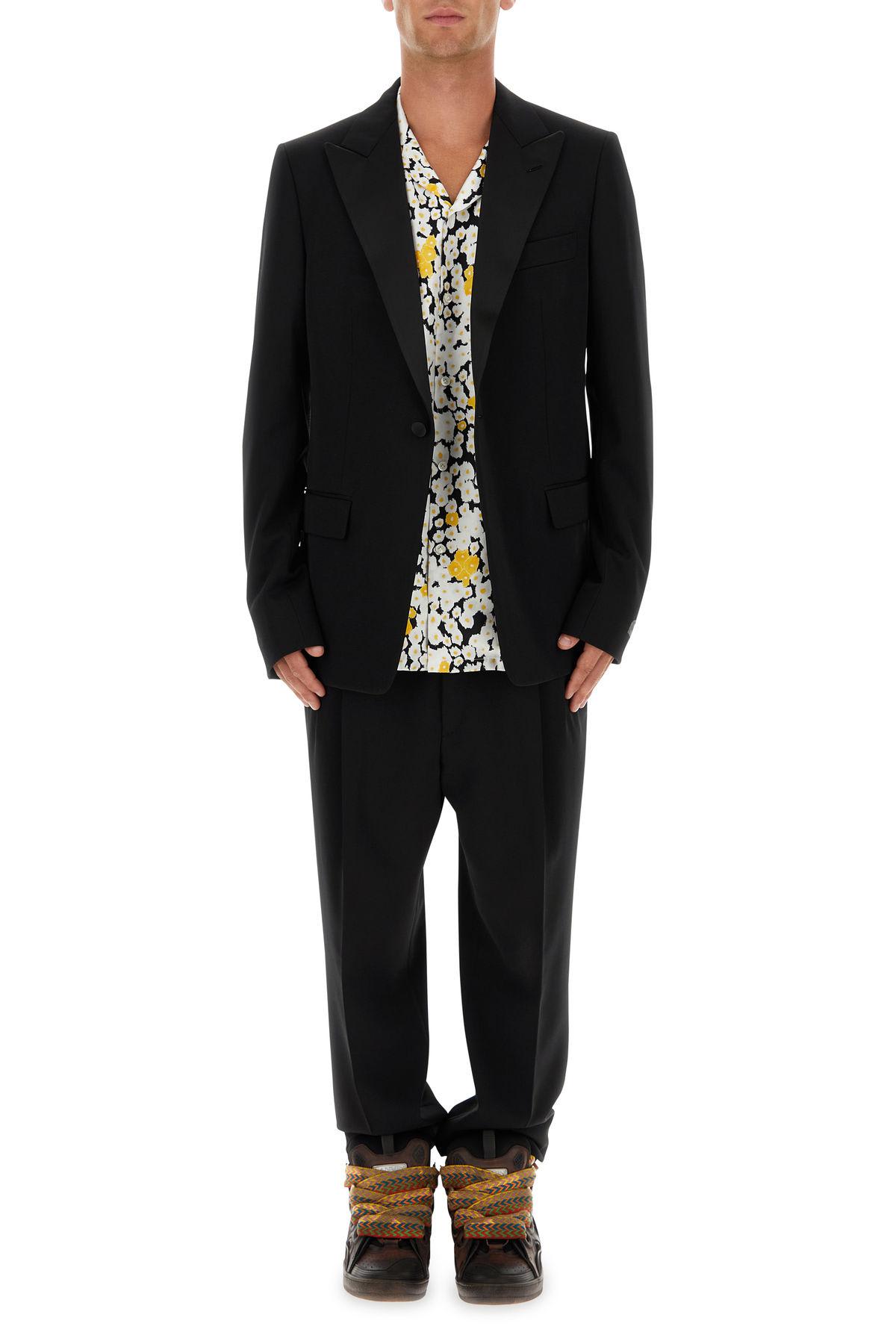 Shop Lanvin Printed Satin Shirt In Black