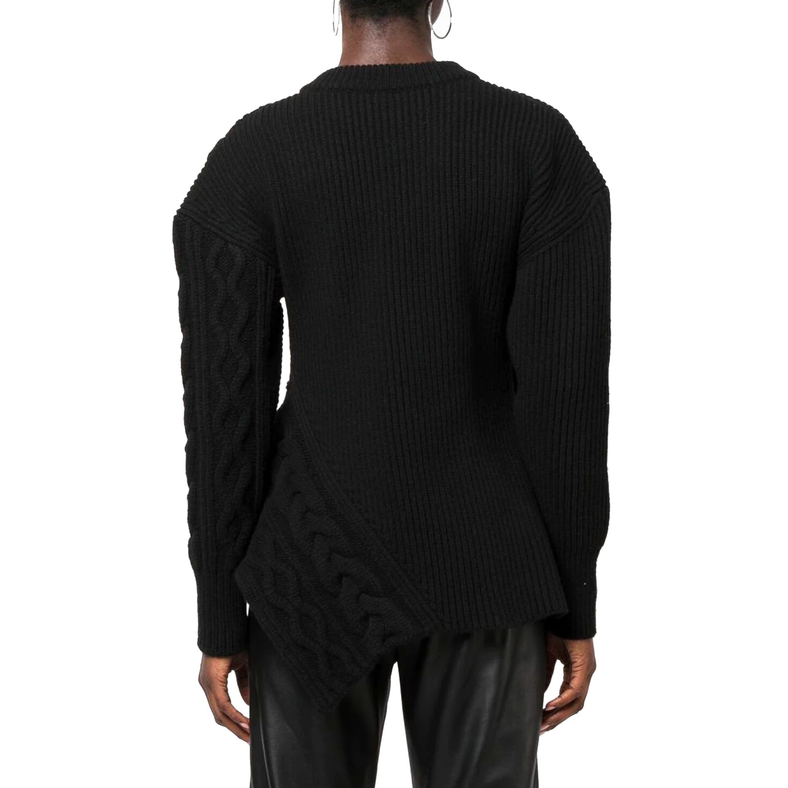 Shop Alexander Mcqueen Asymmetric Wool Jumper In Black