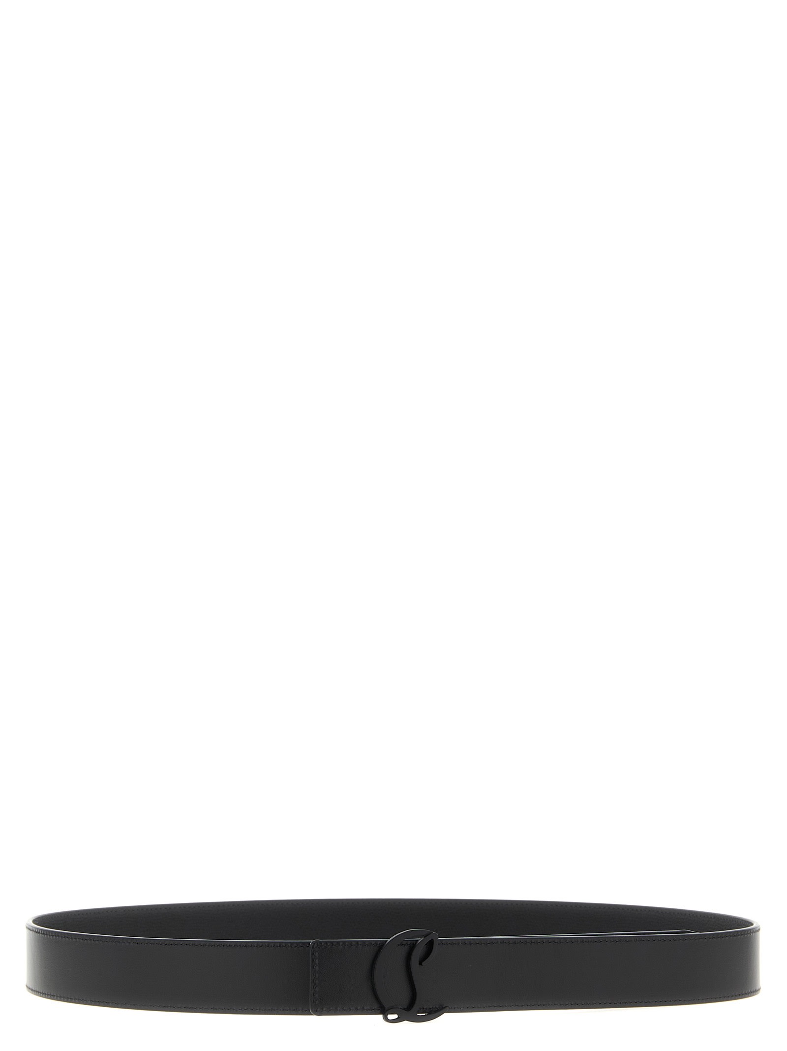 Christian Louboutin Adjustable Mooncrest Reversible Belt With Smooth Finish In Black
