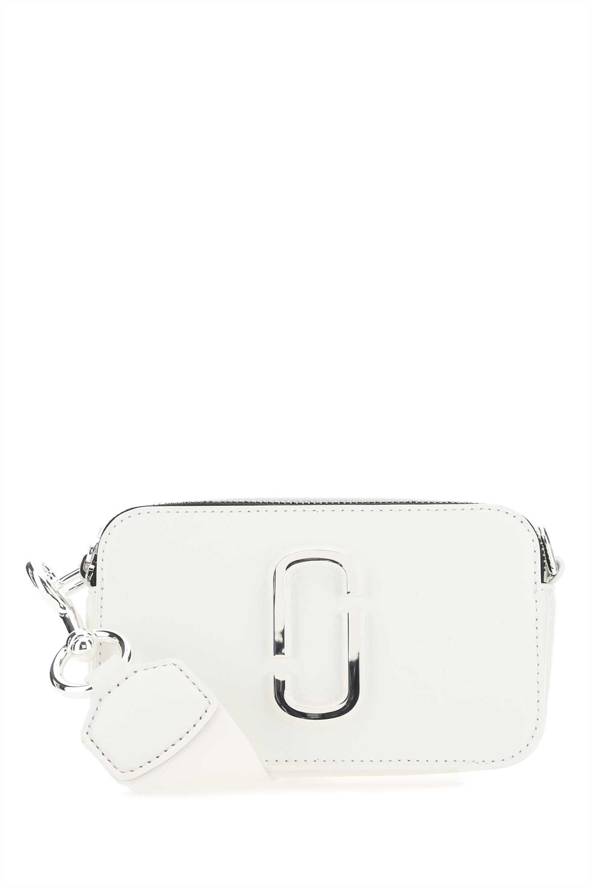 Shop Marc Jacobs White Leather Small The Snapshot Crossbody Bag In 100