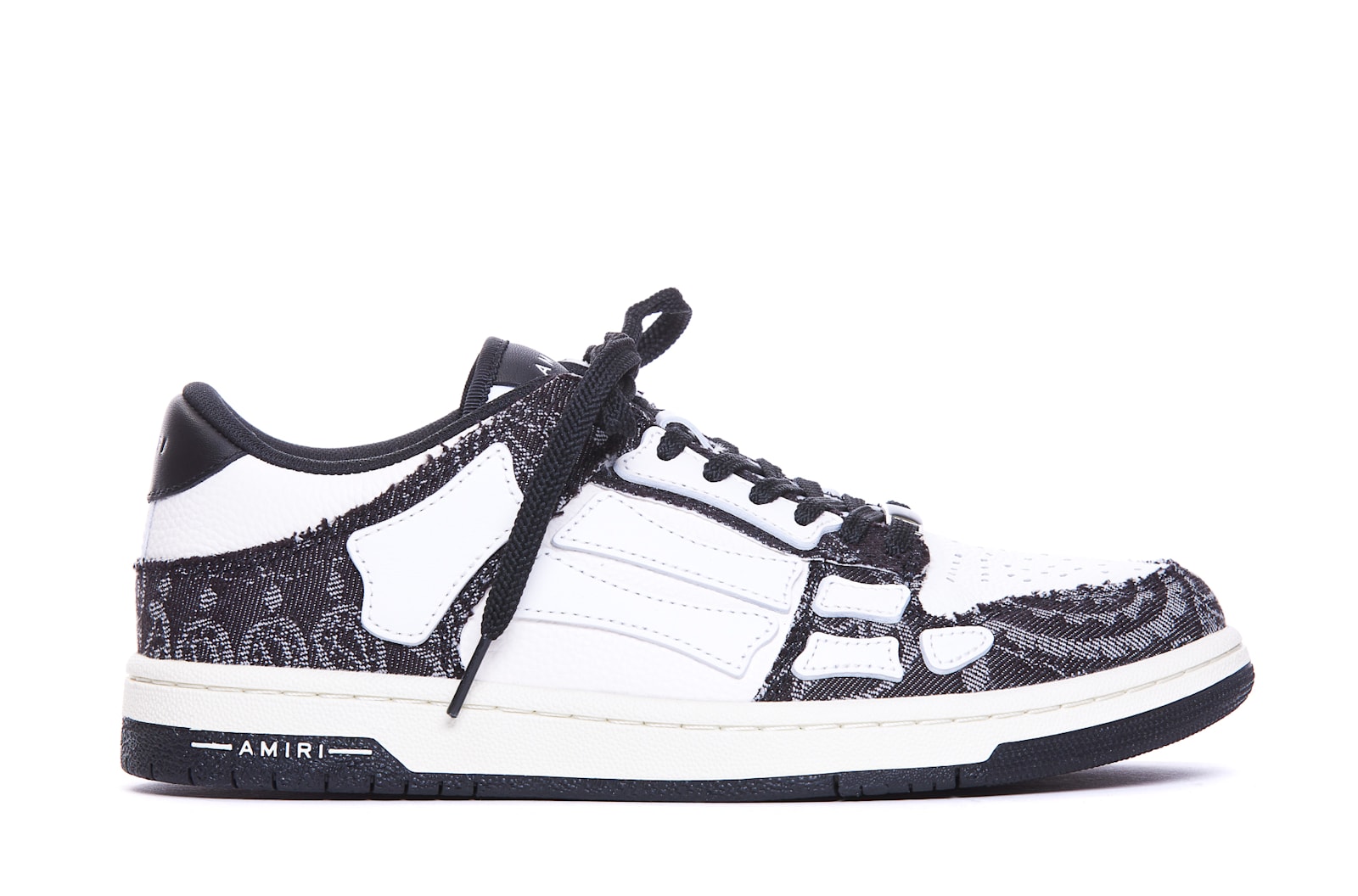 Shop Amiri Bandana Denim Skel Sneakers In Black