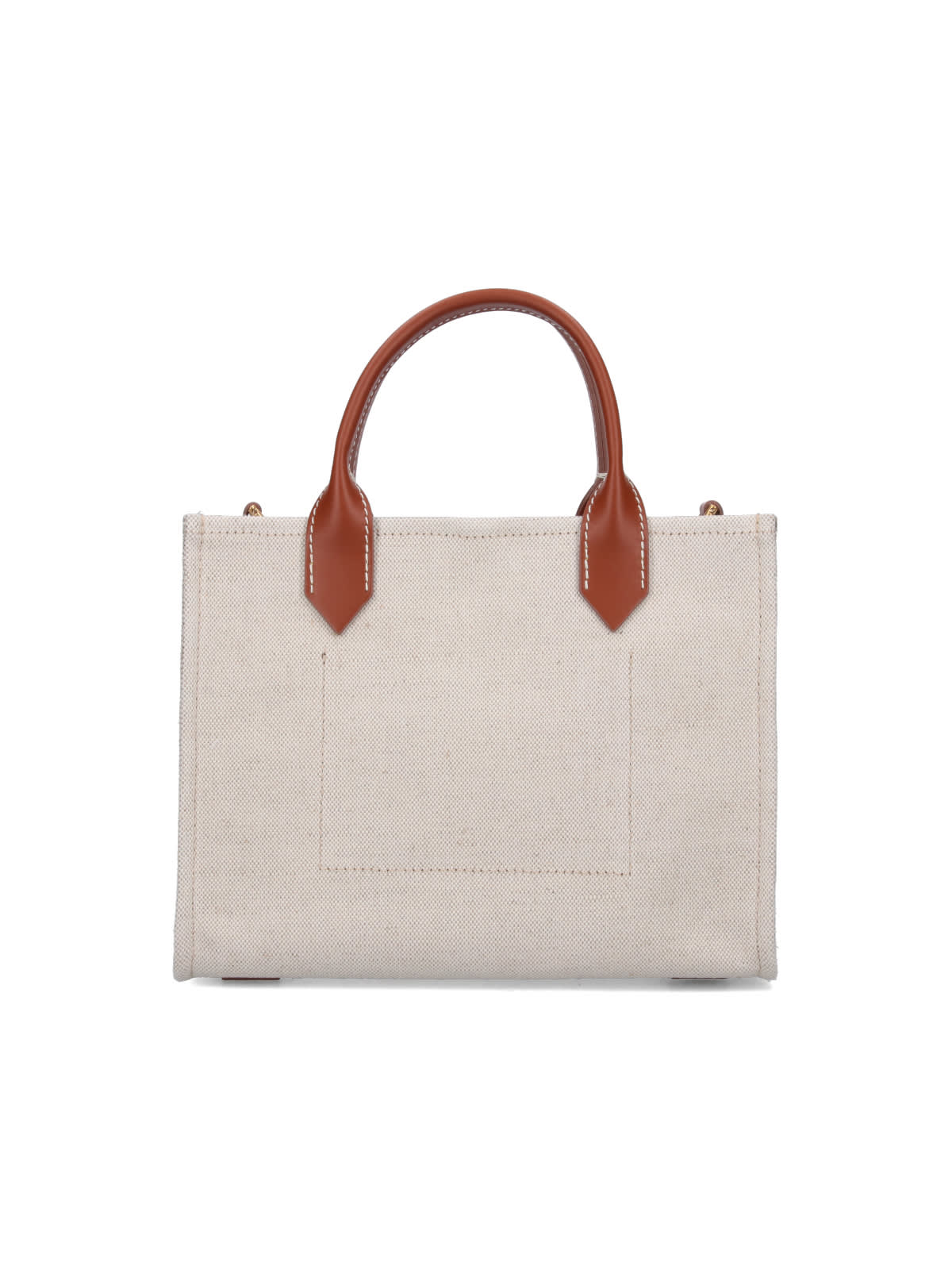 Balmain B Army Medium Shopper Tote Bag In Canvas With Leather Handles In Brown