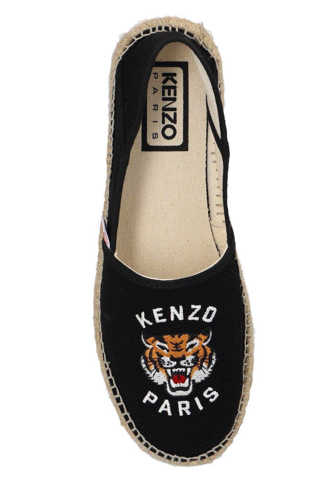 Shop Kenzo Lucky Tiger Embroidered Espadrilles In Black