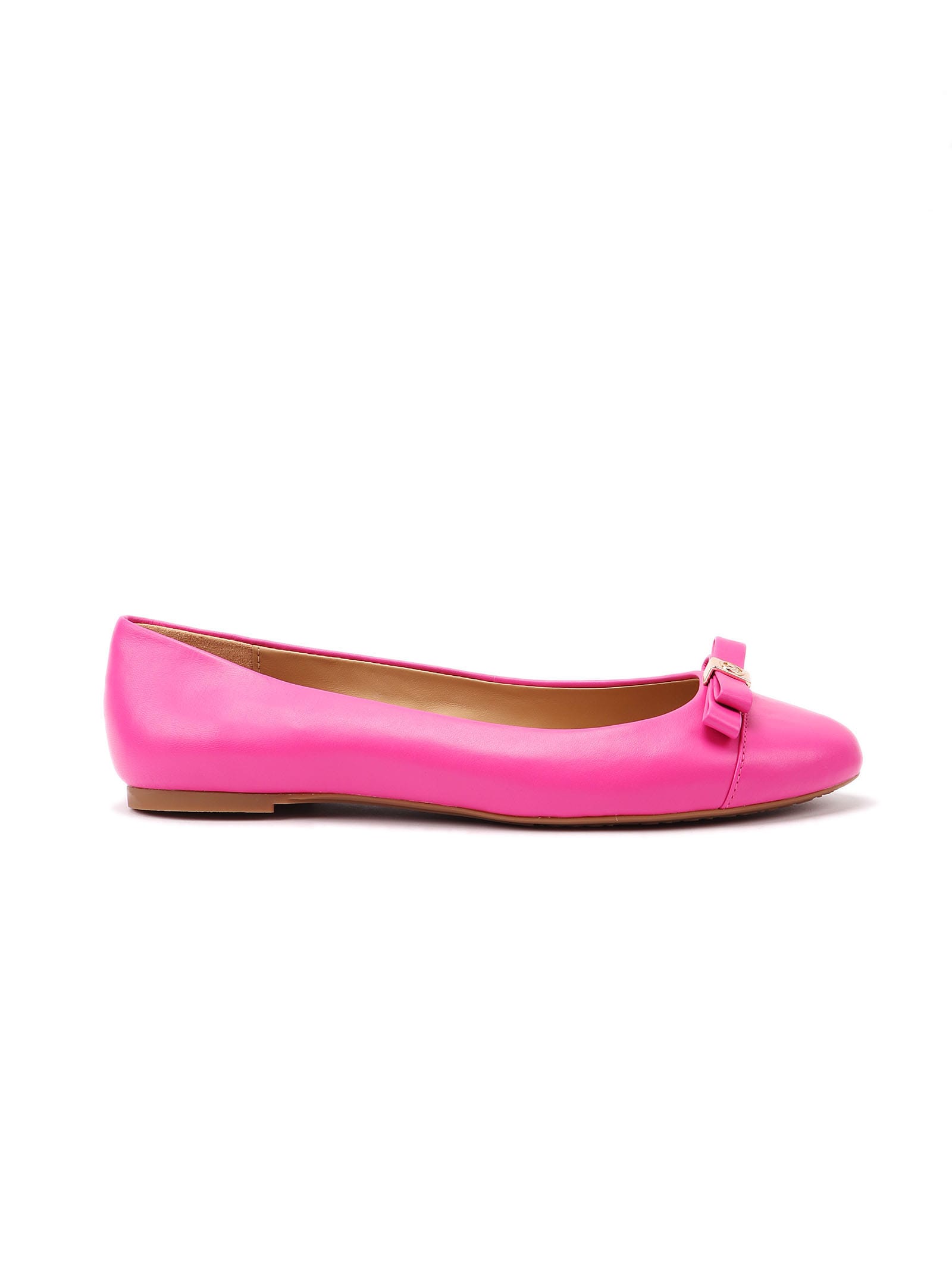 MICHAEL KORS ANDREA BALLET FLATS IN FUXIA LEATHER