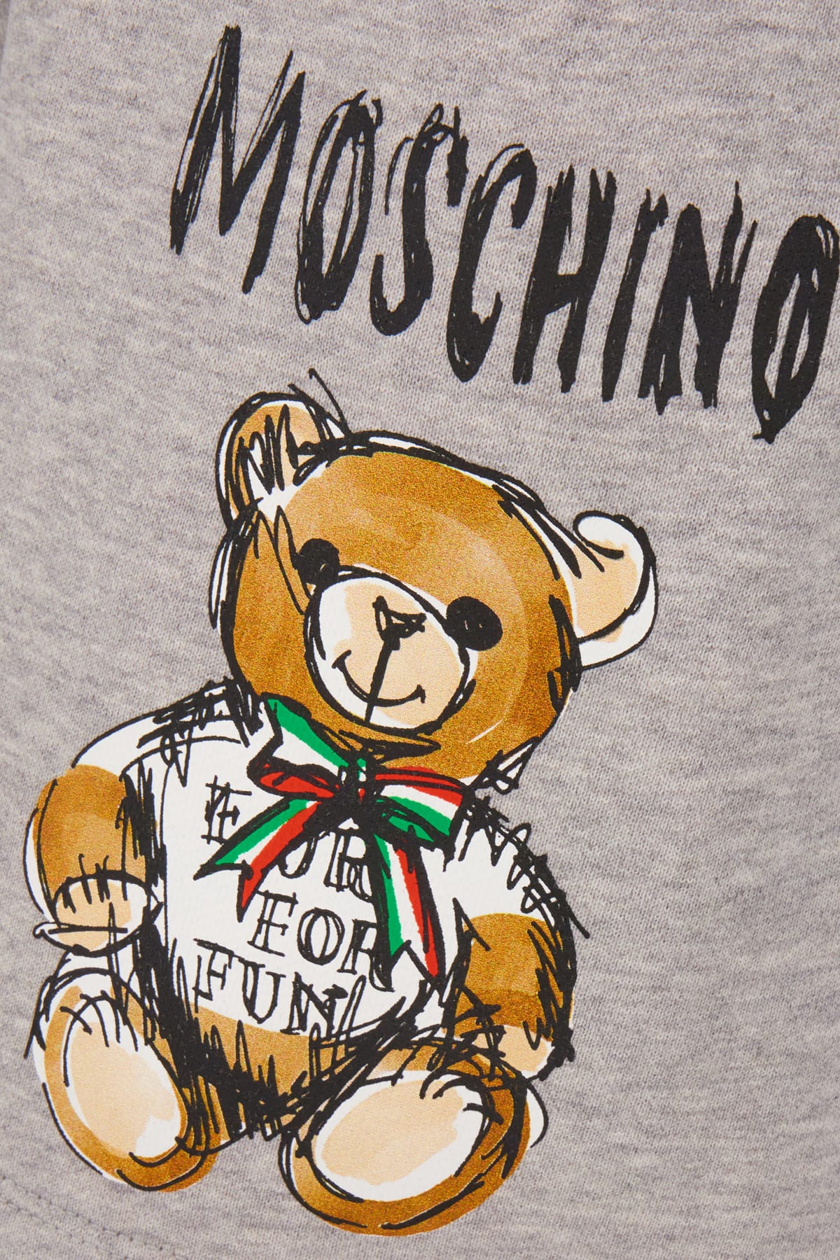 Moschino High Waist Cotton Shorts With Teddy Bear Print In Grigio