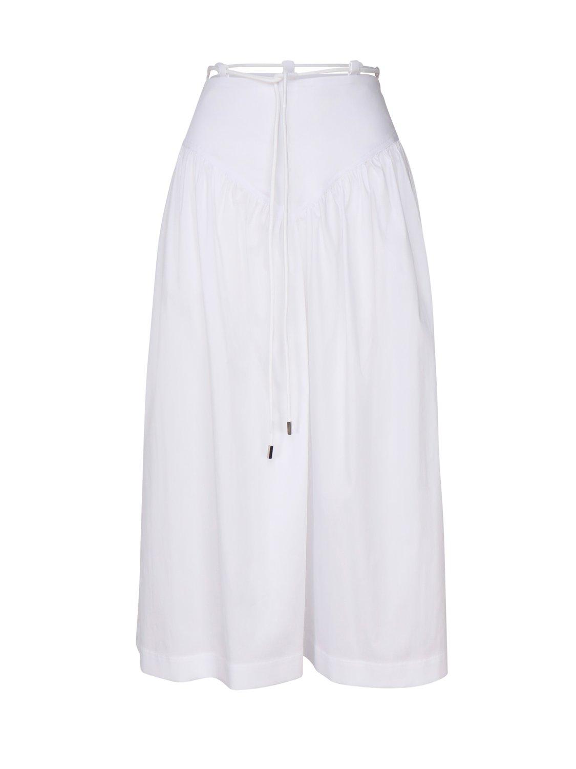 Drawstring A-line Midi Skirt