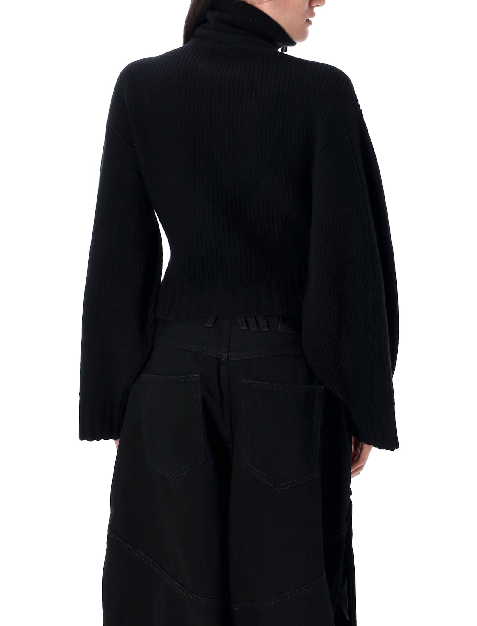 Attico Wool And Cashmere Cardigan In Black