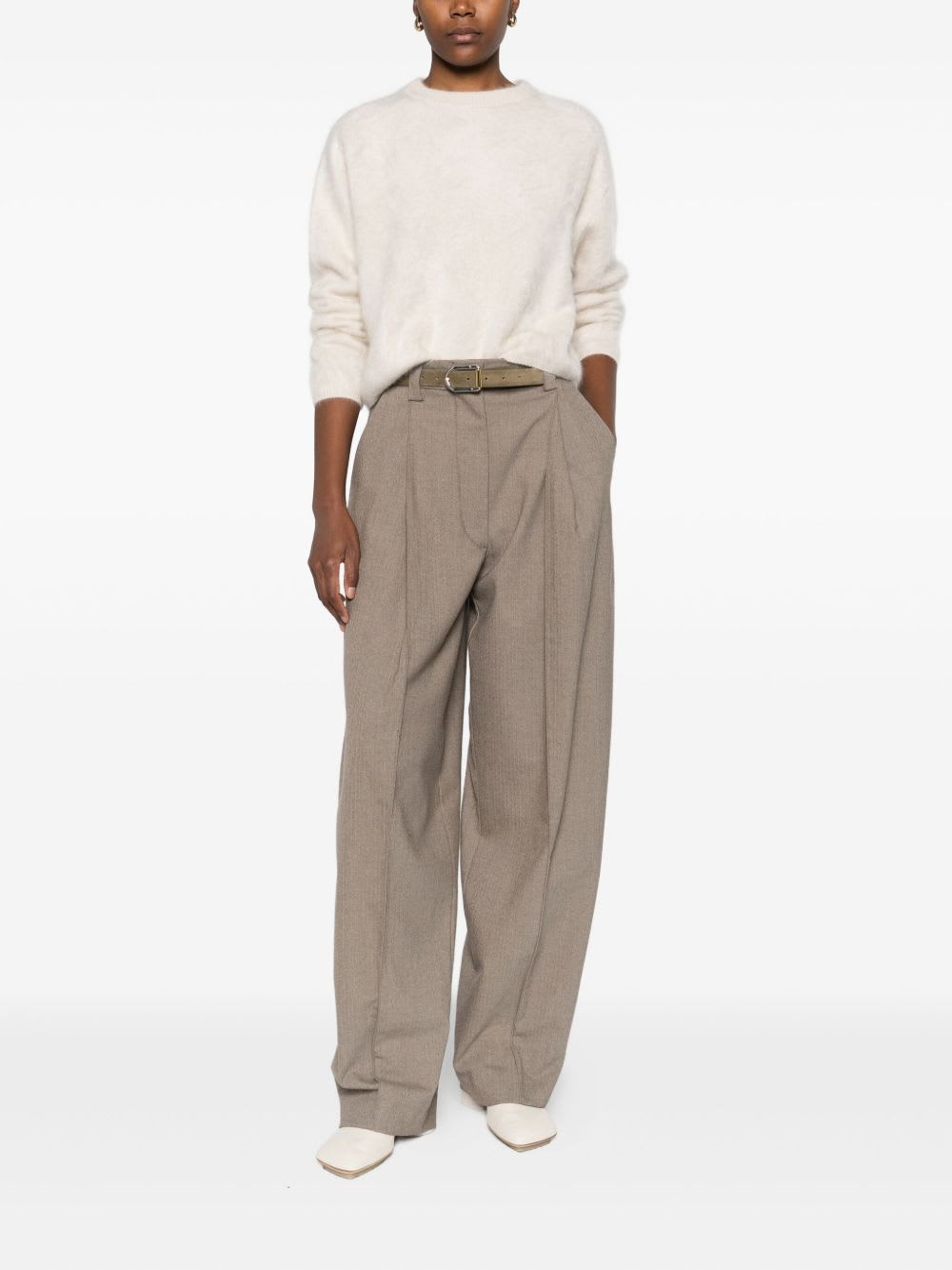 Goat Cashmere Crewneck Jumper In White