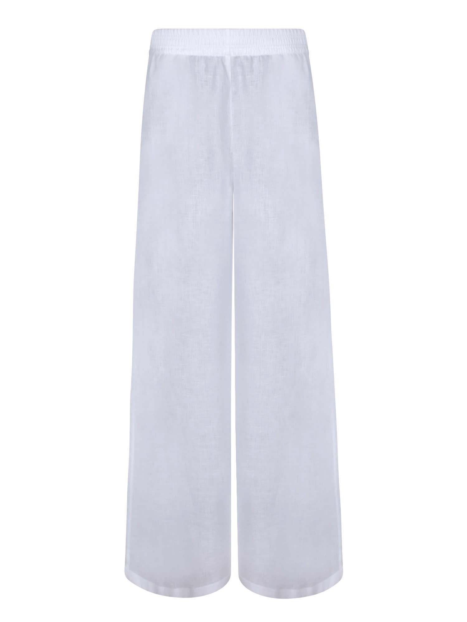 White Linen Wide-leg Trousers