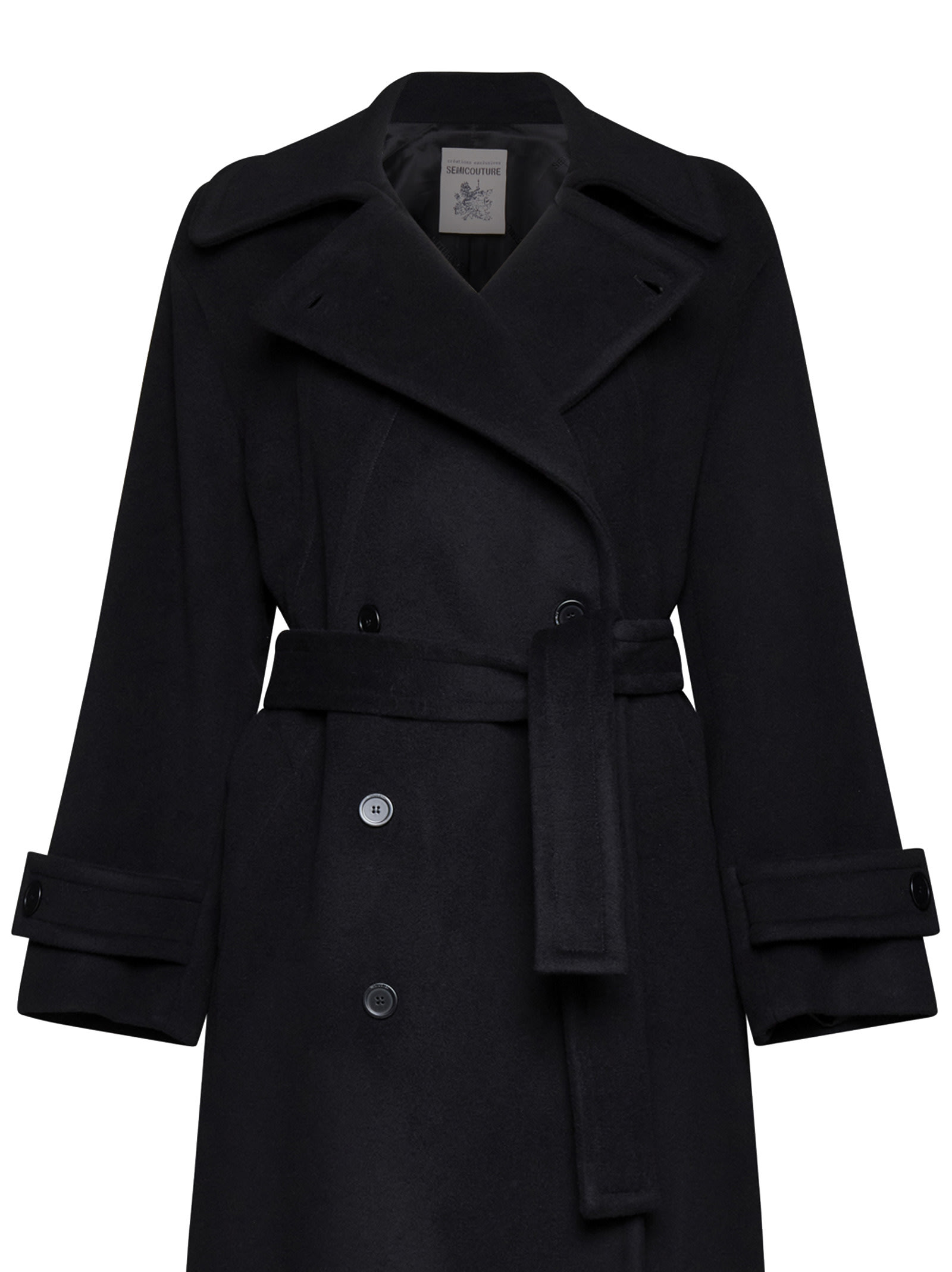 Shop Semicouture Coat In Black