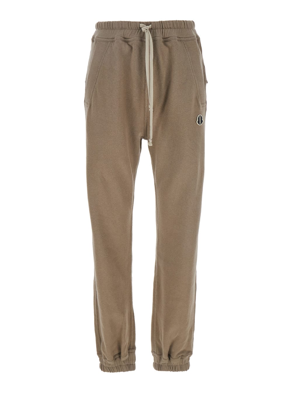 Moncler Genius Beige Joggers With Elastic Drawstring Waist And Logo Patch On The Front In Cotton Woman