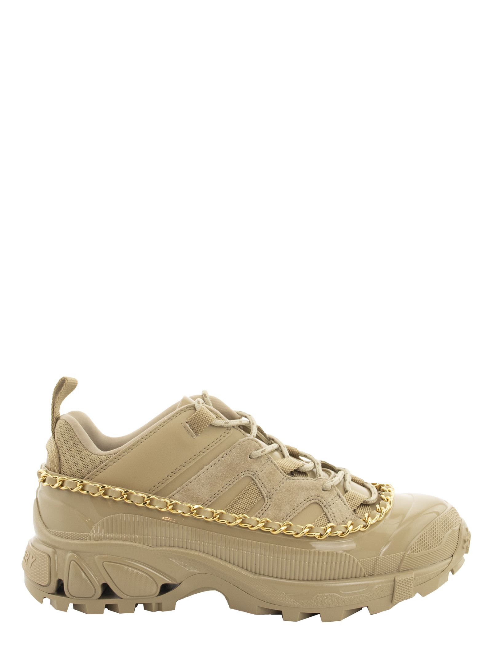 Burberry Arthur - Chain Detail Suede And Leather Arthur Sneakers
