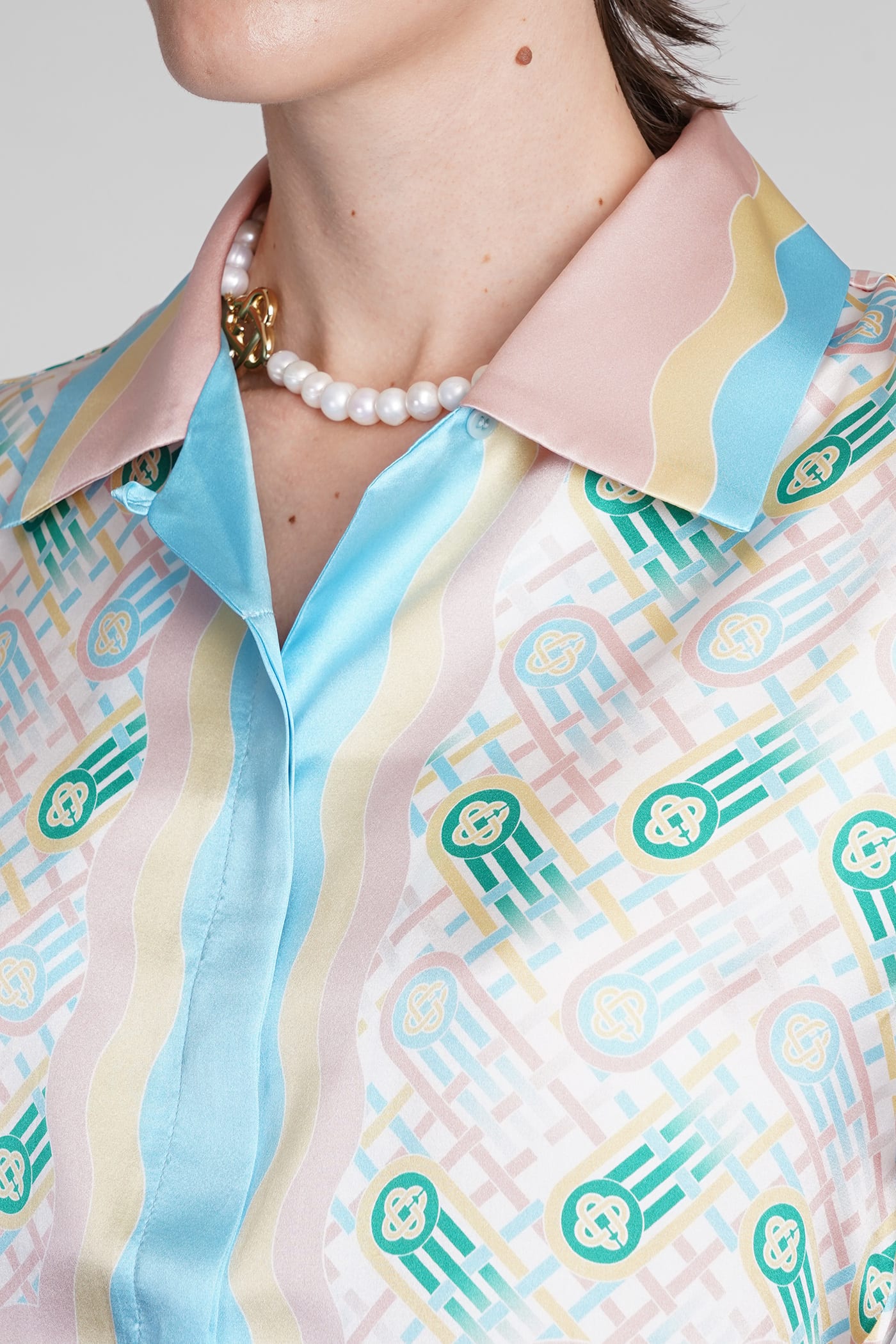 Shop Casablanca Cropped Shirt In Ping Pong Print