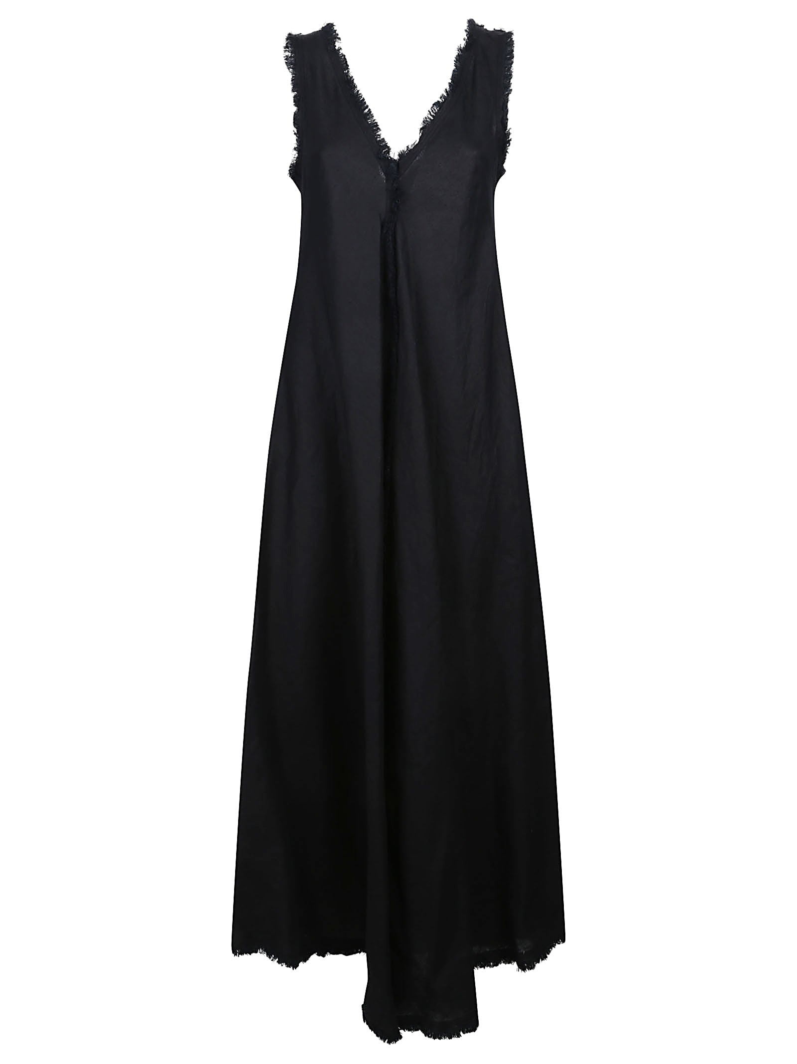 P.a.r.o.s.h Parosh Fringe Edge Maxi Dress In Nero