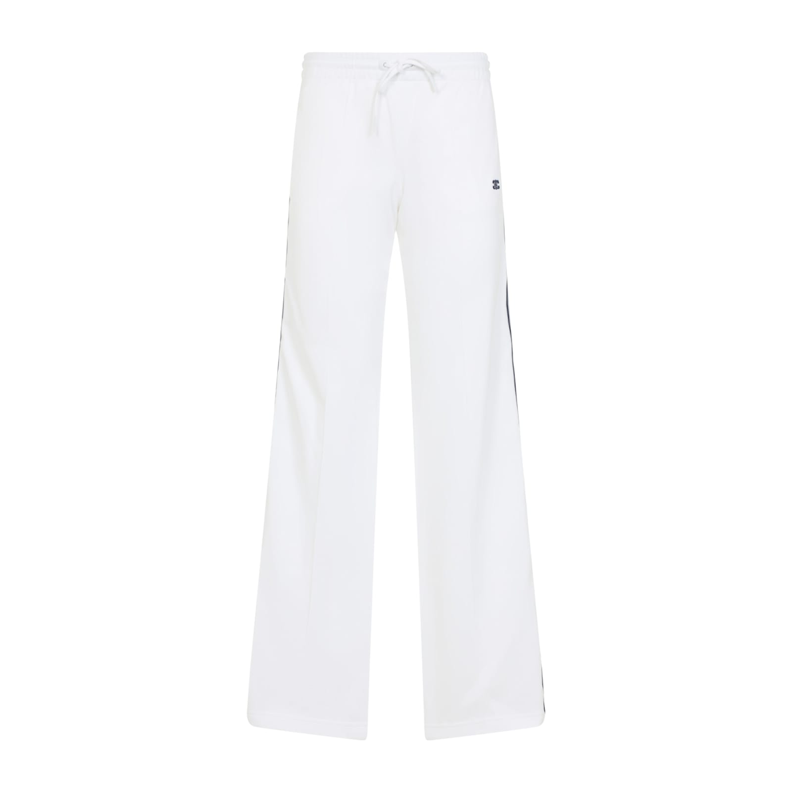 Celine Sporty Trousers With Drawstring Waist And Side Stripes In White