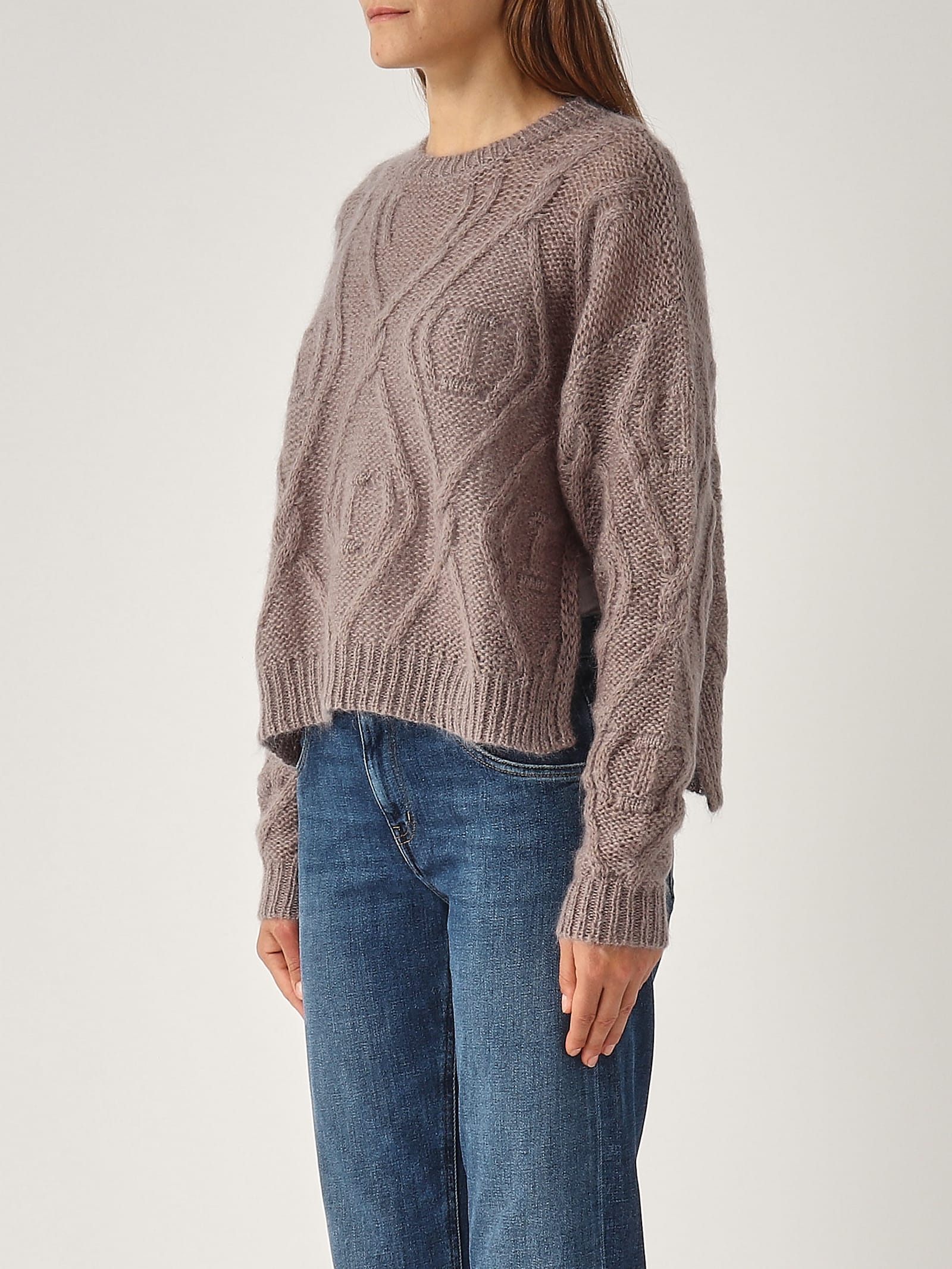 Shop Twinset Wool Sweater In Tortora Scuro