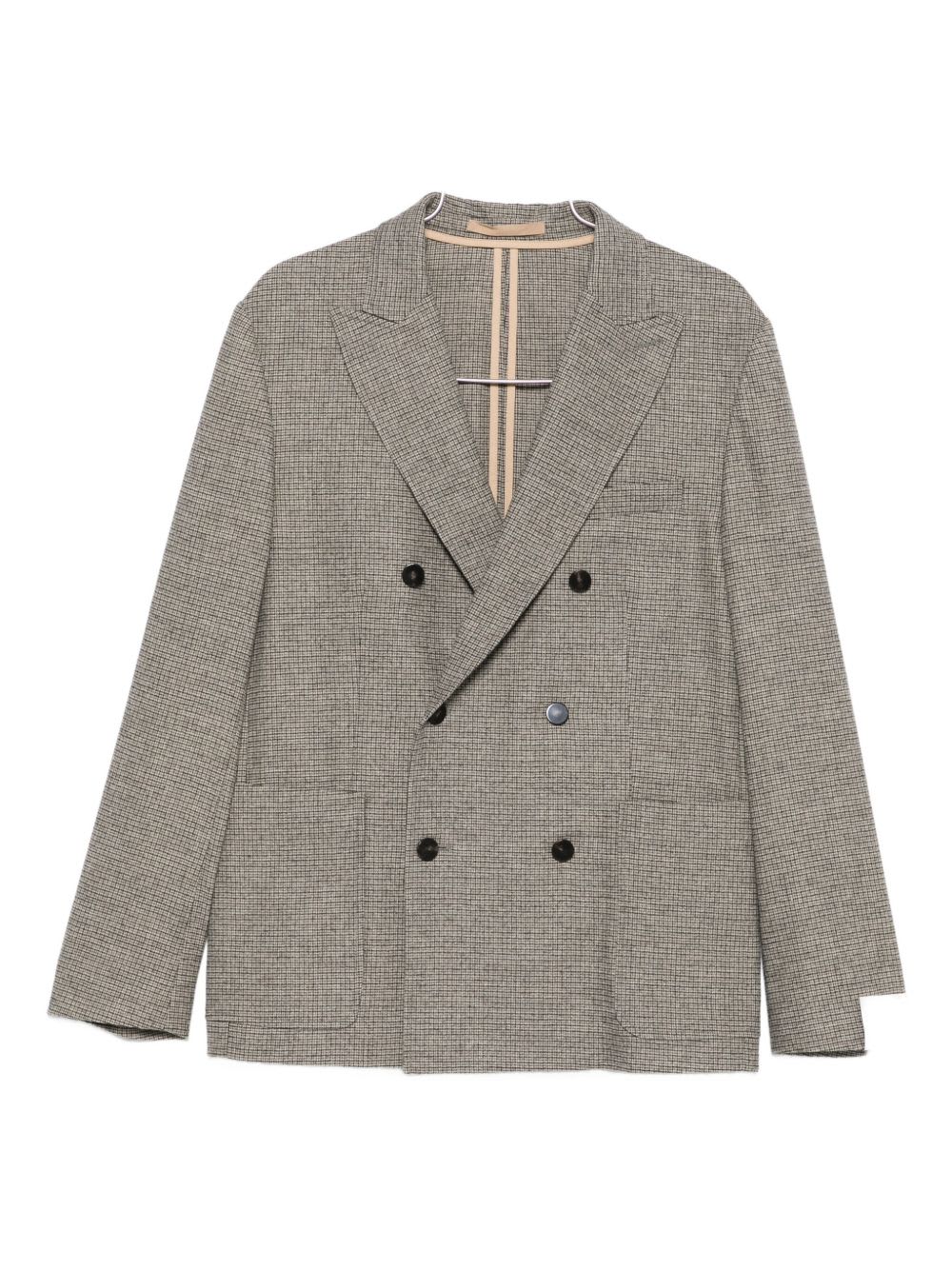 Paolo Pecora Checked Double-breasted Jacket In Gray