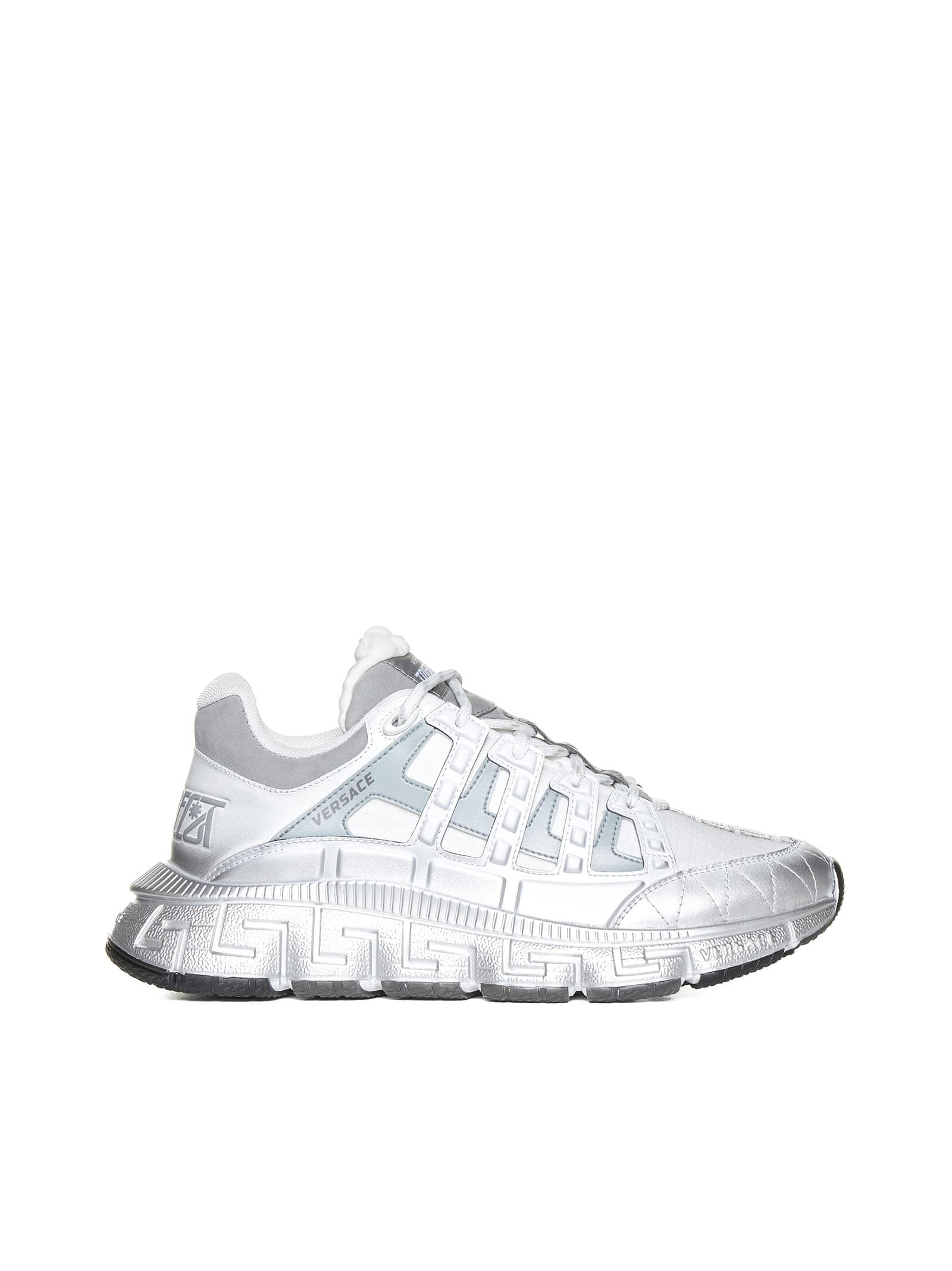 Shop Versace Sneakers In White Silver
