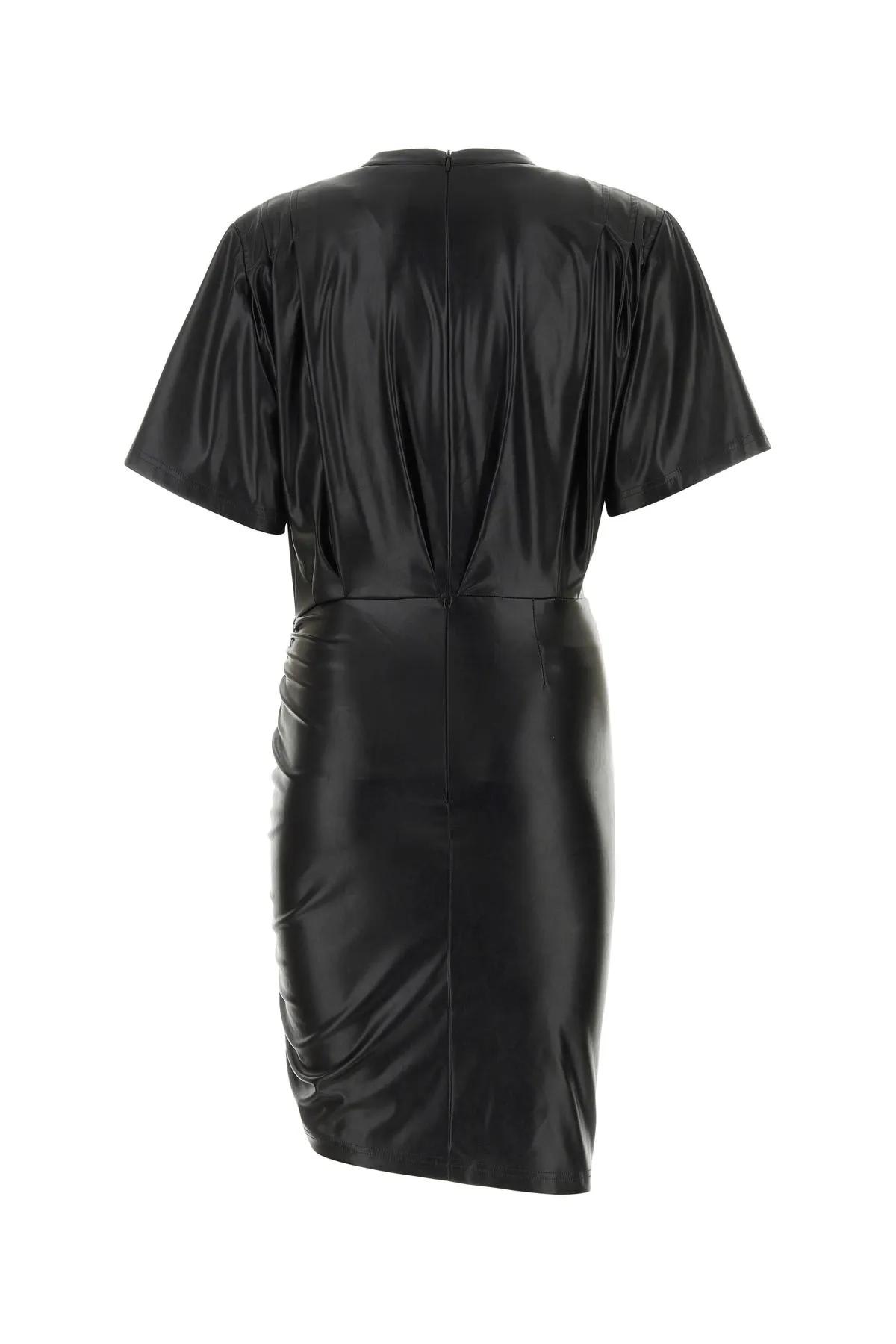 Shop Marant Etoile Black Synthetic Leather Bales Dress In Bk Black