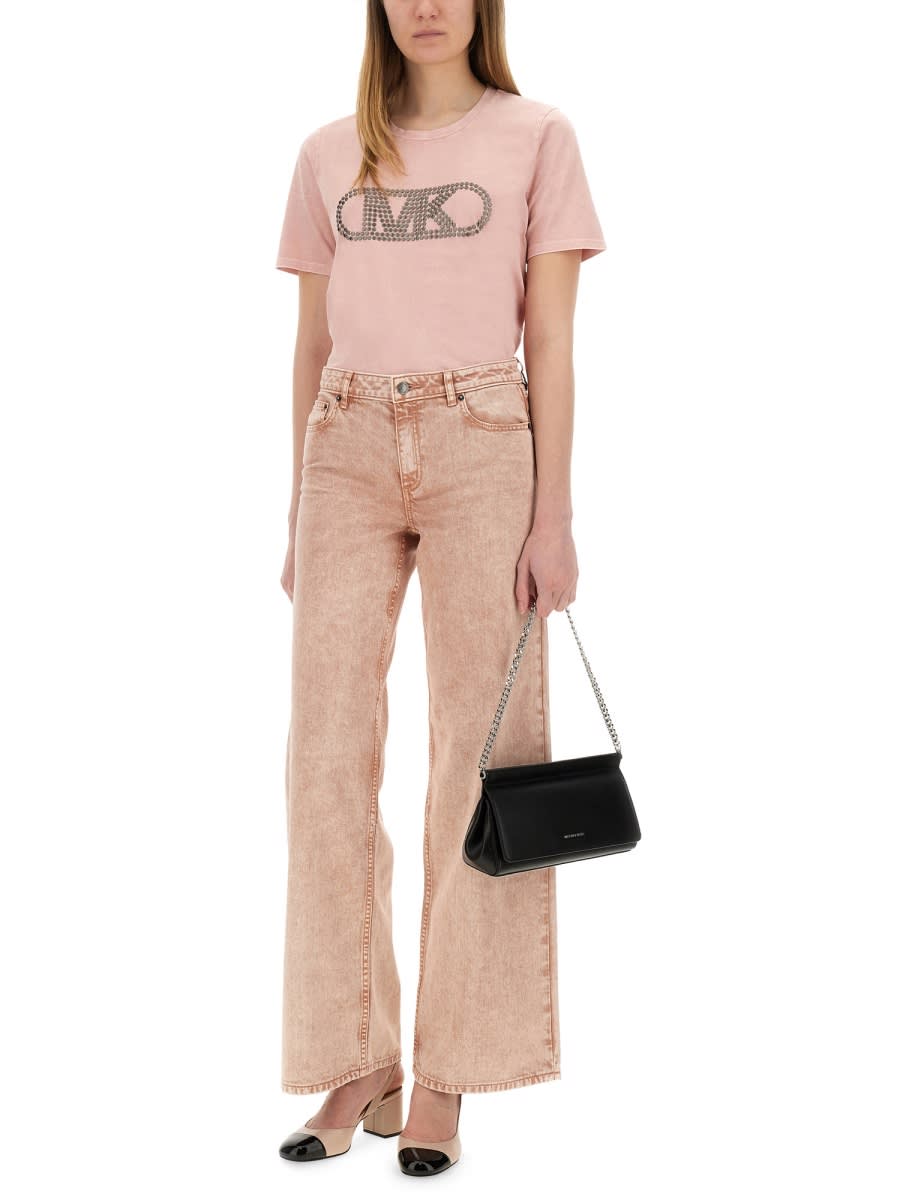 Michael Kors Sage Green Cotton T-shirt In Pink