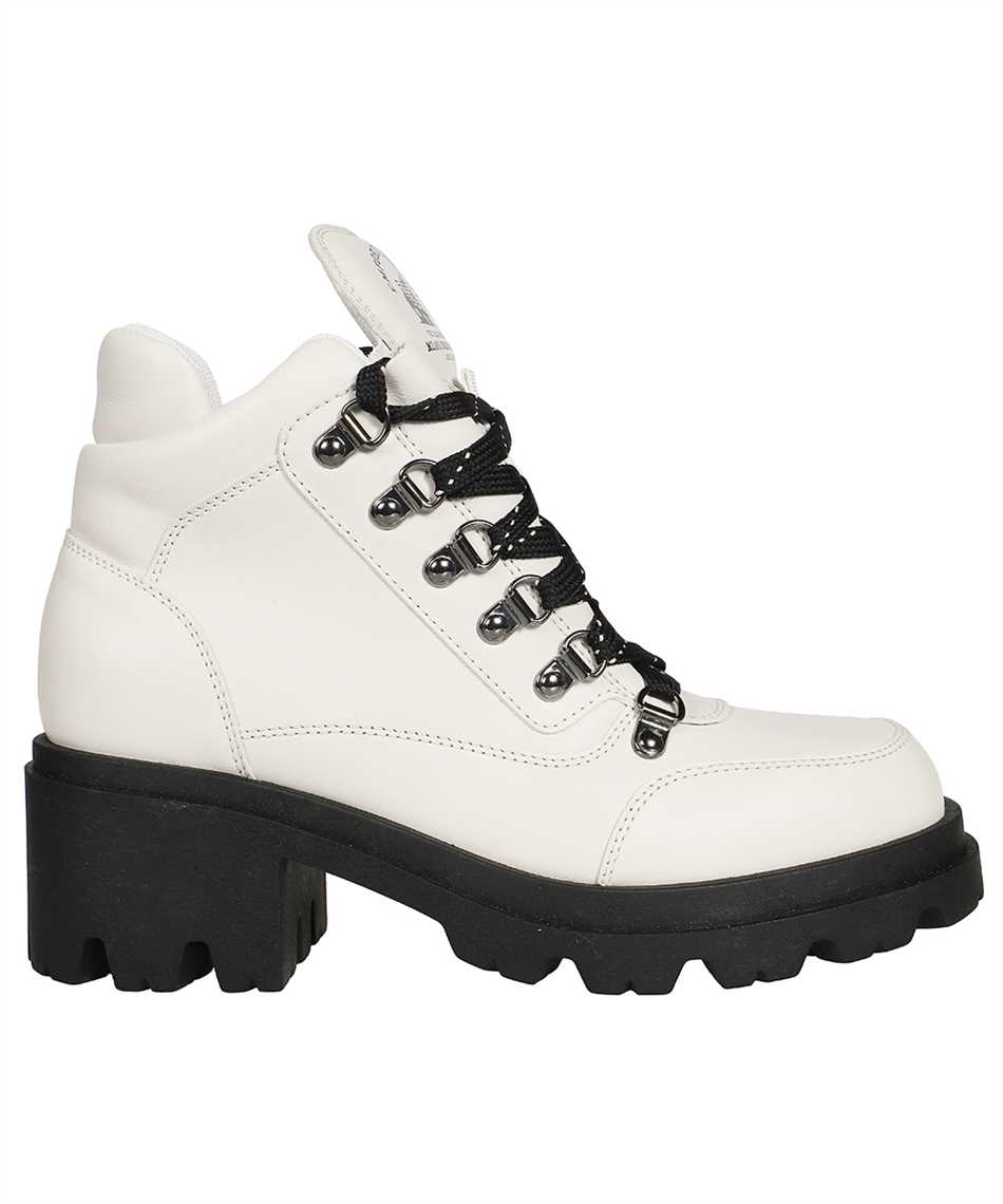 Emporio Armani Leather Lace-up Boots In Ivory
