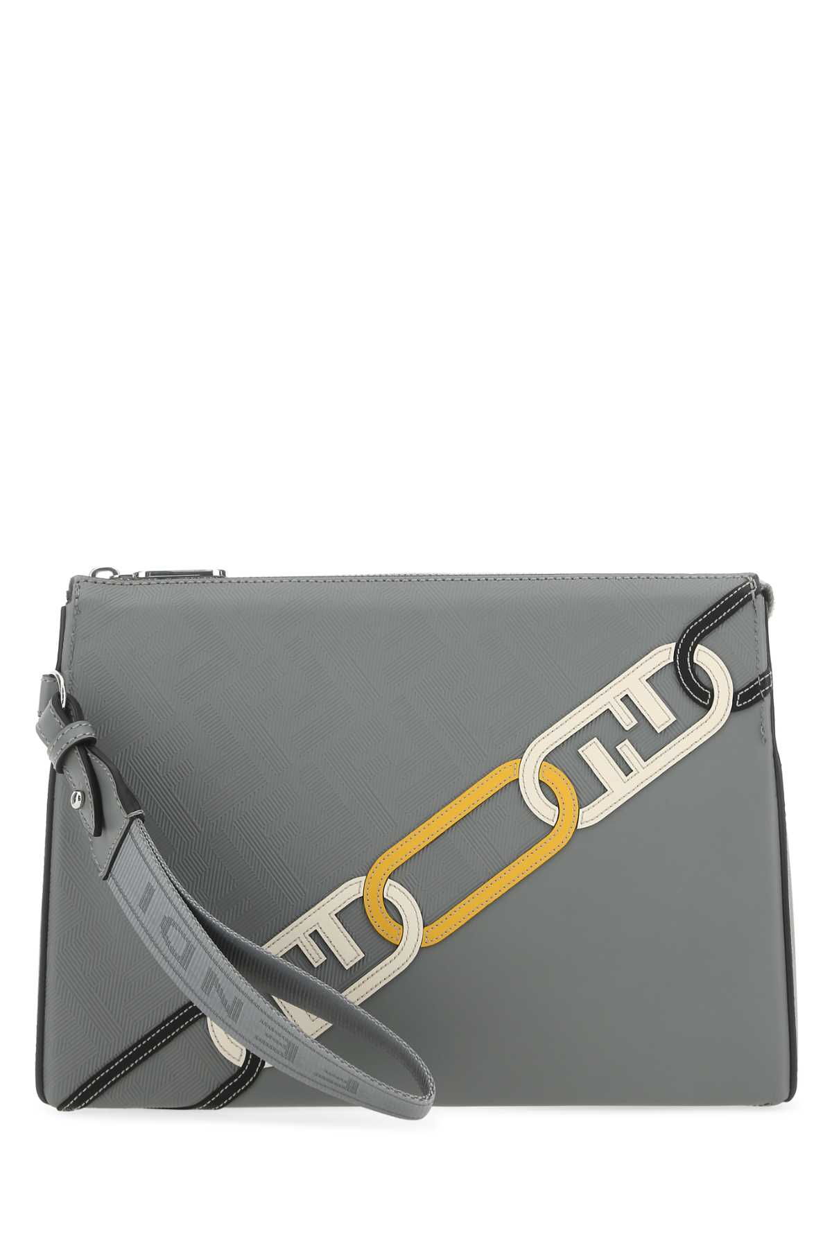 Shop Fendi Grey Fabric Clutch In F1hrt