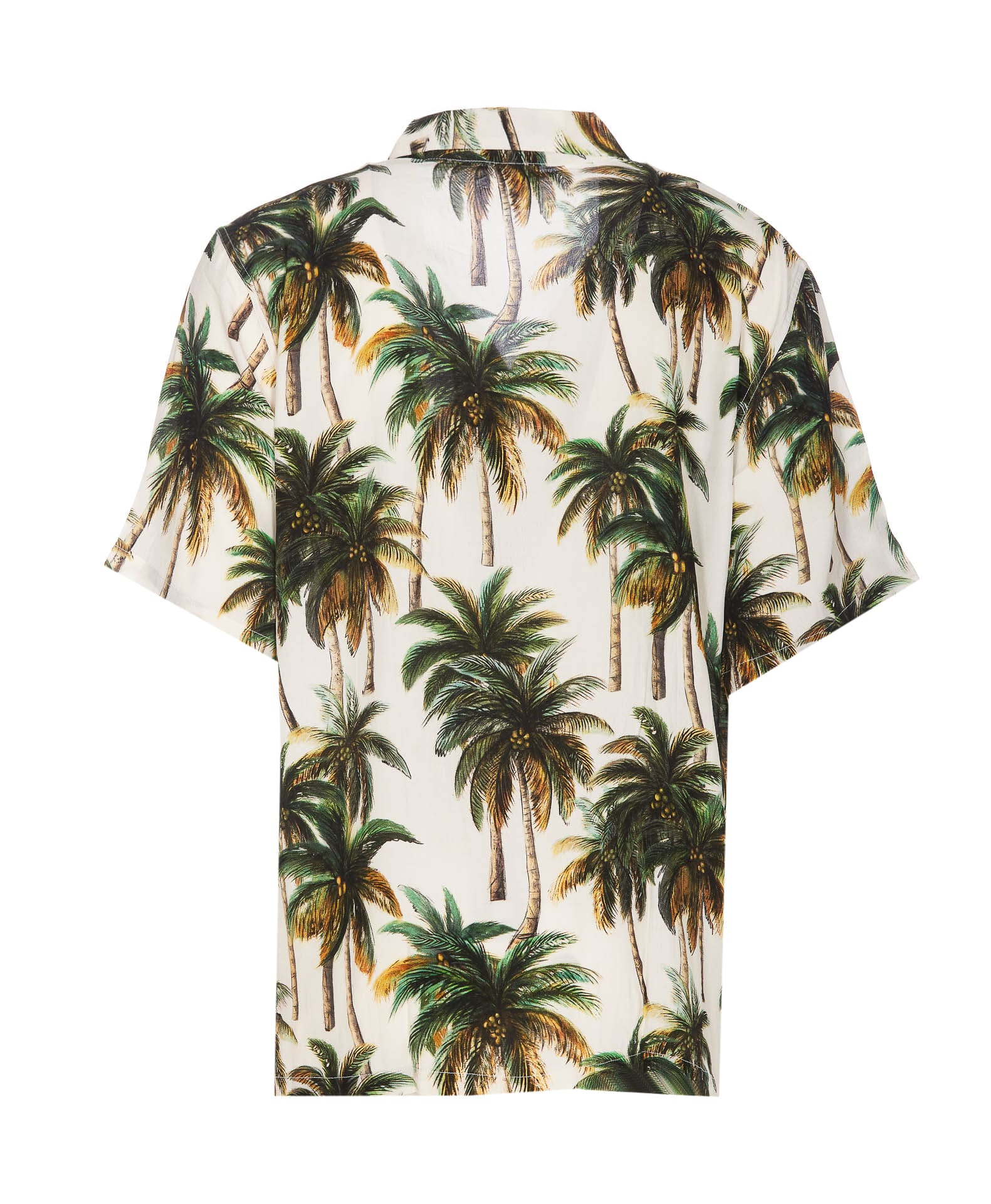 Shop Endless Joy Palm Short Sleeves Shirt In Beige