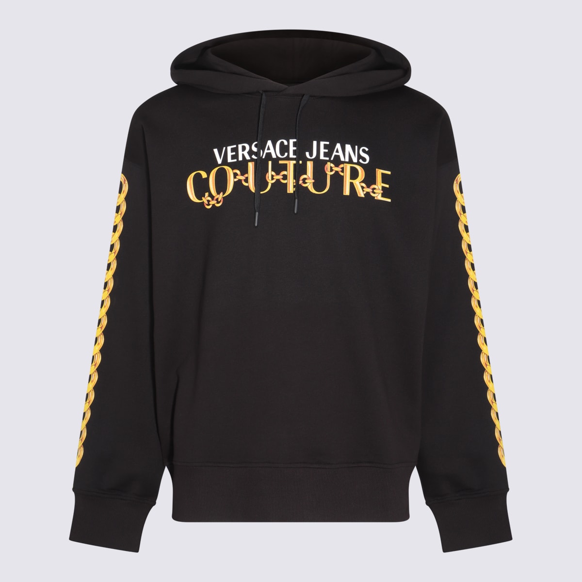 Shop Versace Jeans Couture Black, Yellow And White Cotton Sweatshirt