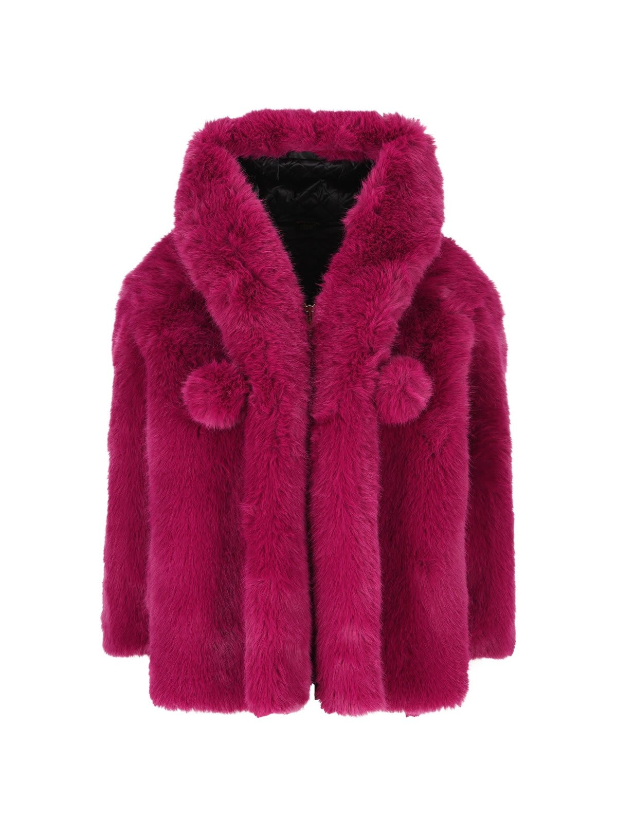 Shop Moose Knuckles Faux Fur Hooded Coat In Plum