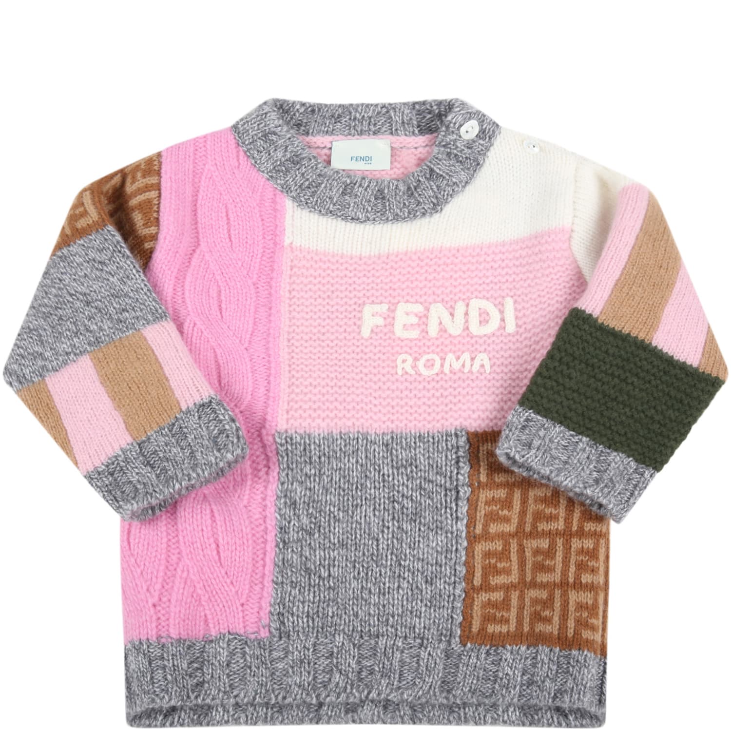 Fendi Multicolor Sweater For Baby Girl With Logo