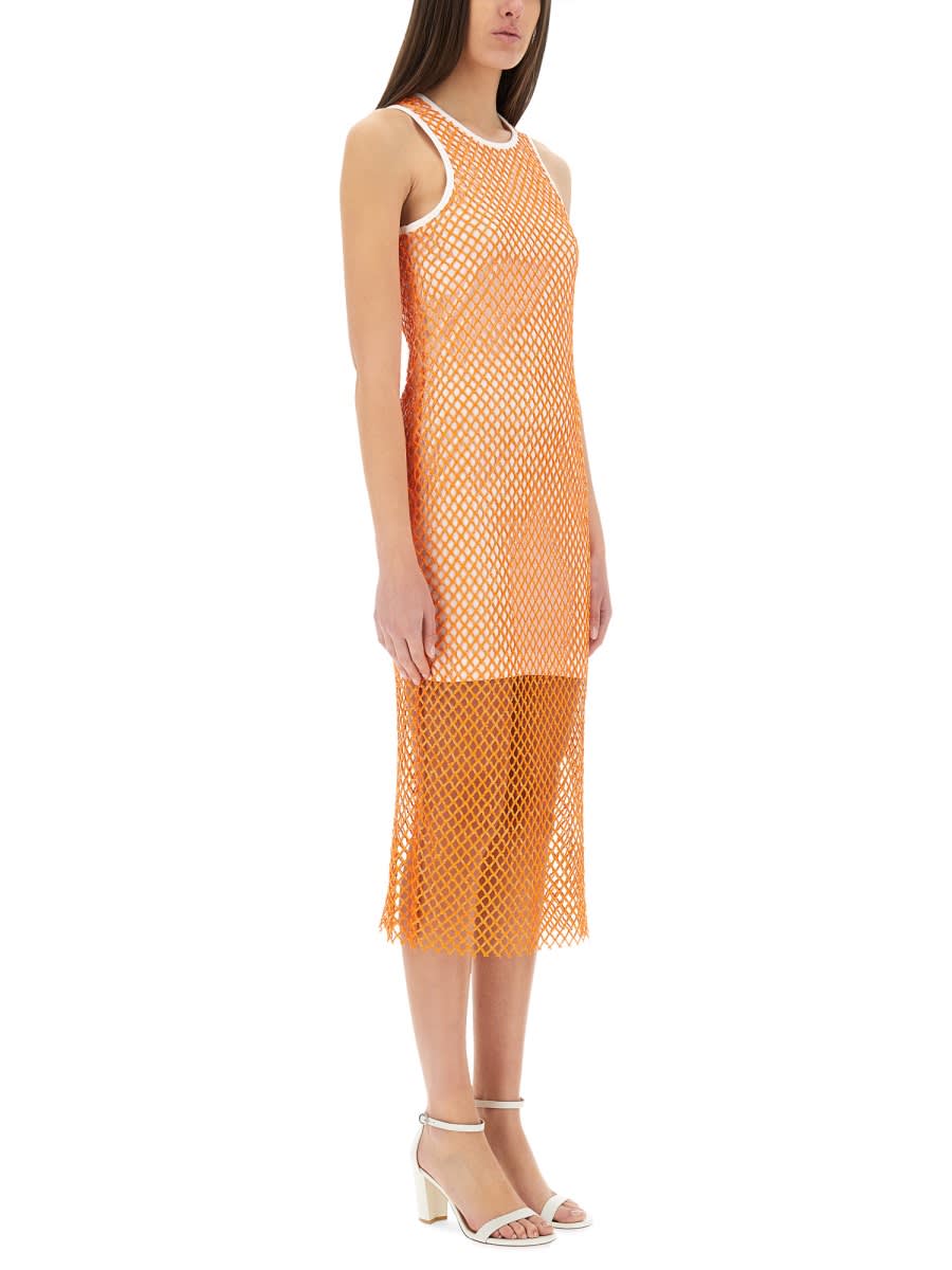 Moschino Jeans Mesh And Sequin Dress In Orange