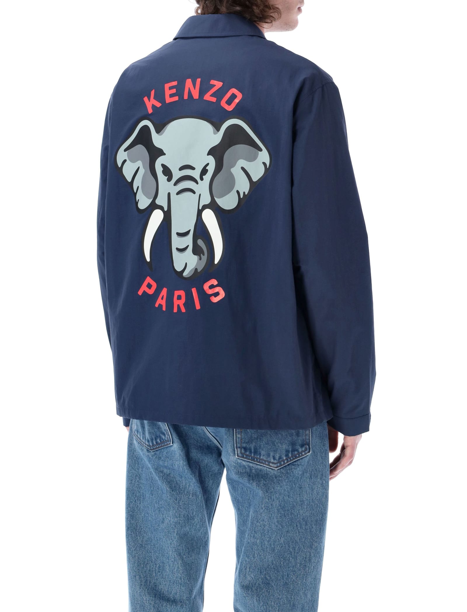 Shop Kenzo Light Coach Jacket In Bleu Nuit