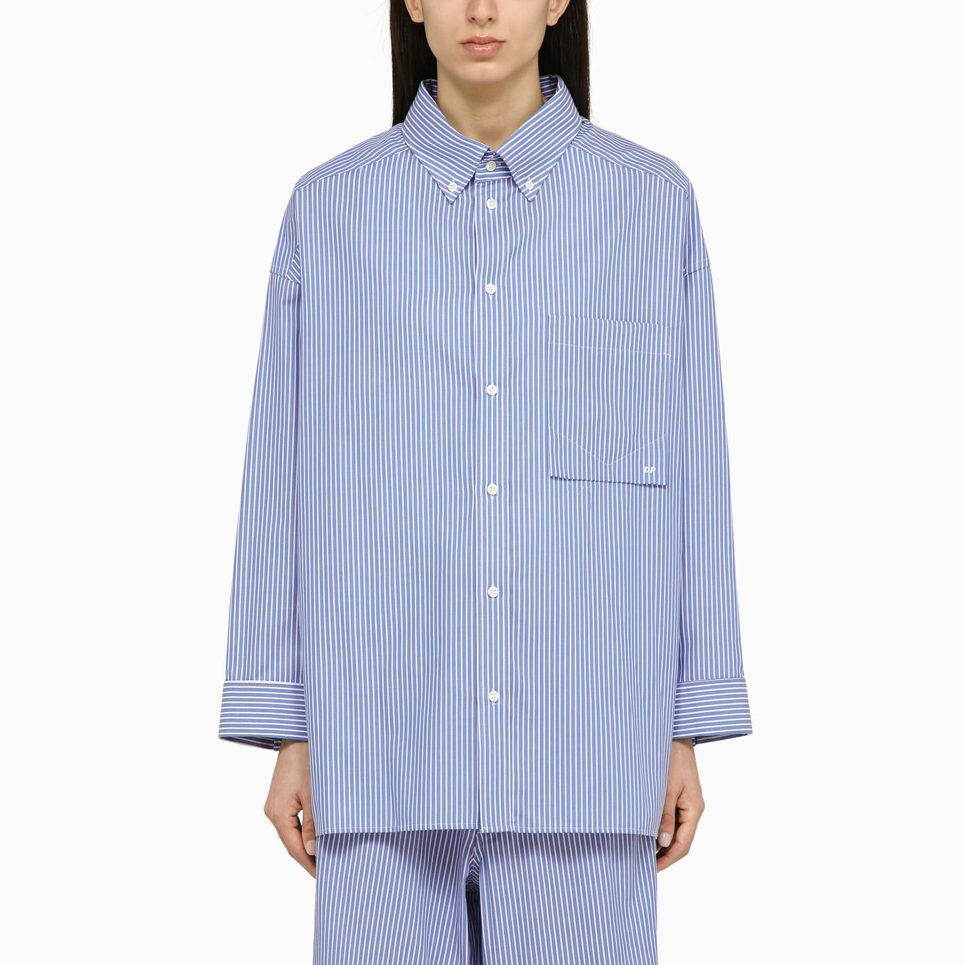 Shop Darkpark Blue\/white Striped Cotton Button-down Shirt